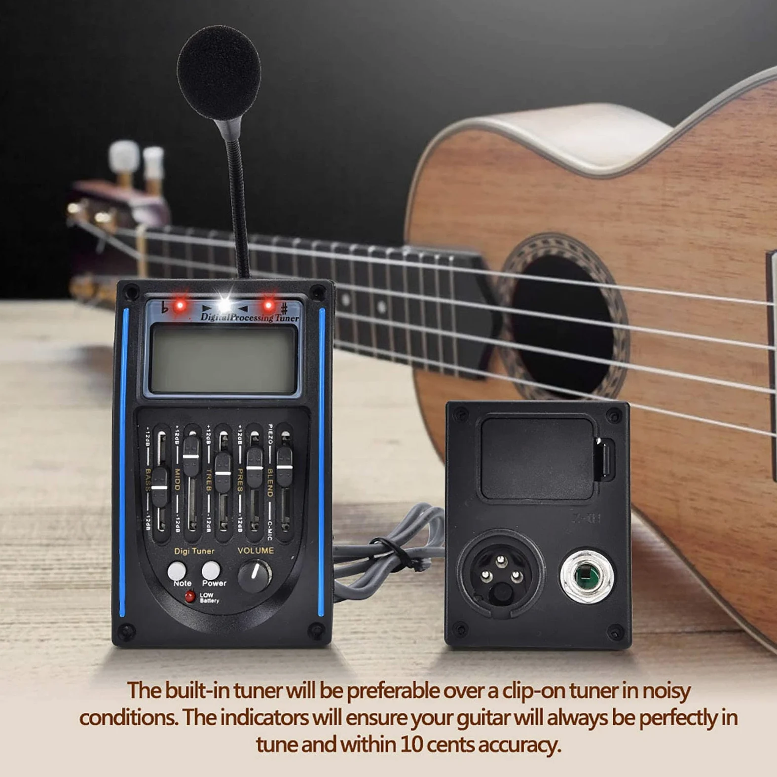 Equalizer per Guitar Pickup - Preamp con EQ a 5 Banche, Sistem di Tuning Piezo con Display LCD per Chitarra