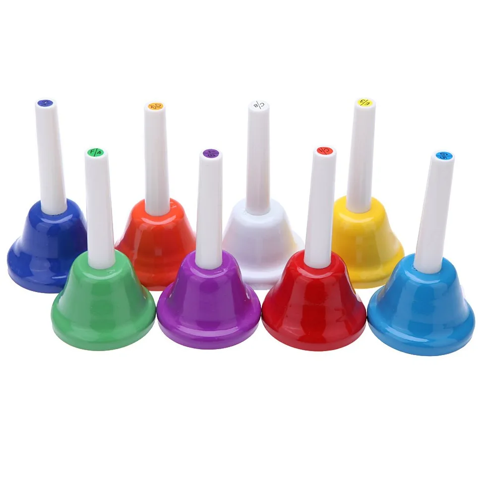 Btuty 8 Nota Handbell Campanellini Strumento a Percussione Mano Bell Métallique Colorato Musicale
