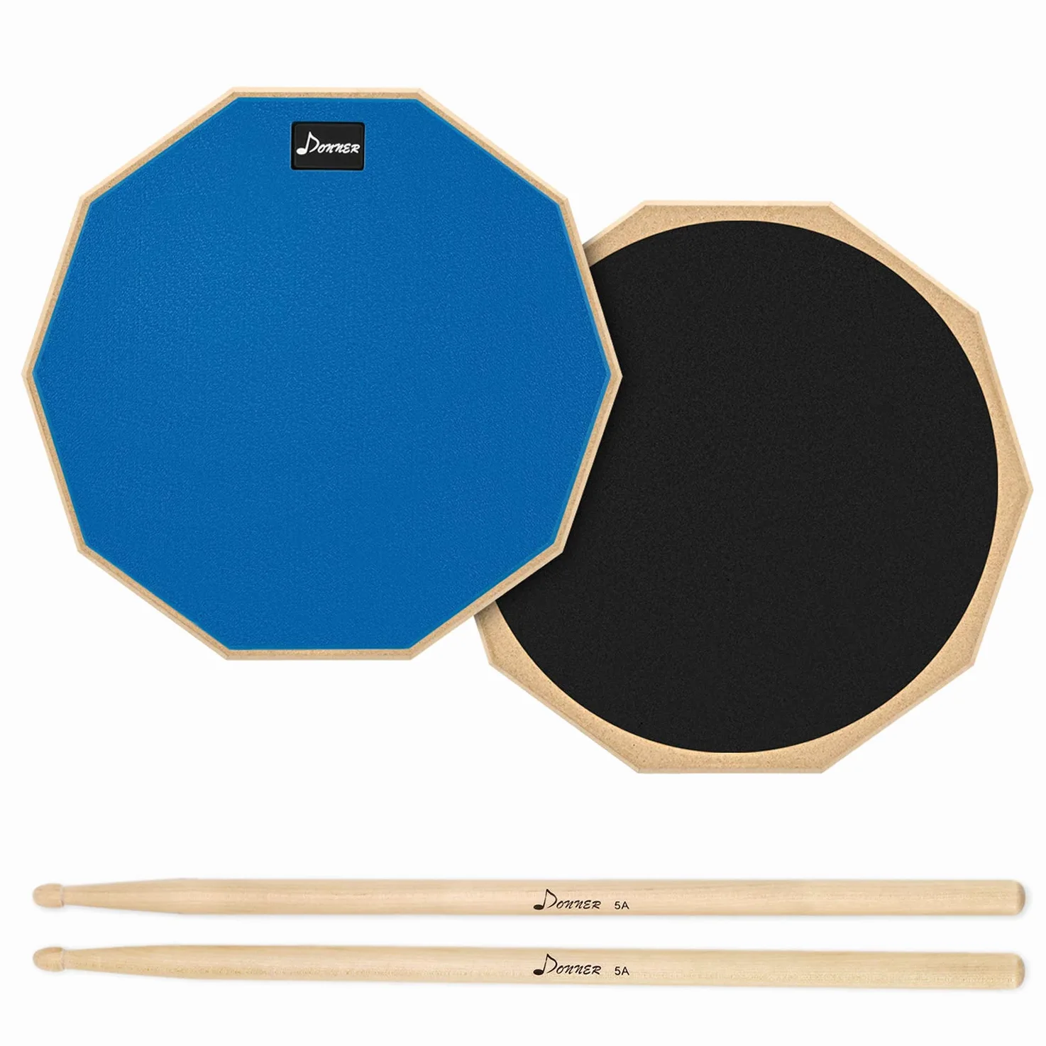 Donner Pad per Allenamento da 12 inch Drum Pad pratica con bacchette in acero Blu