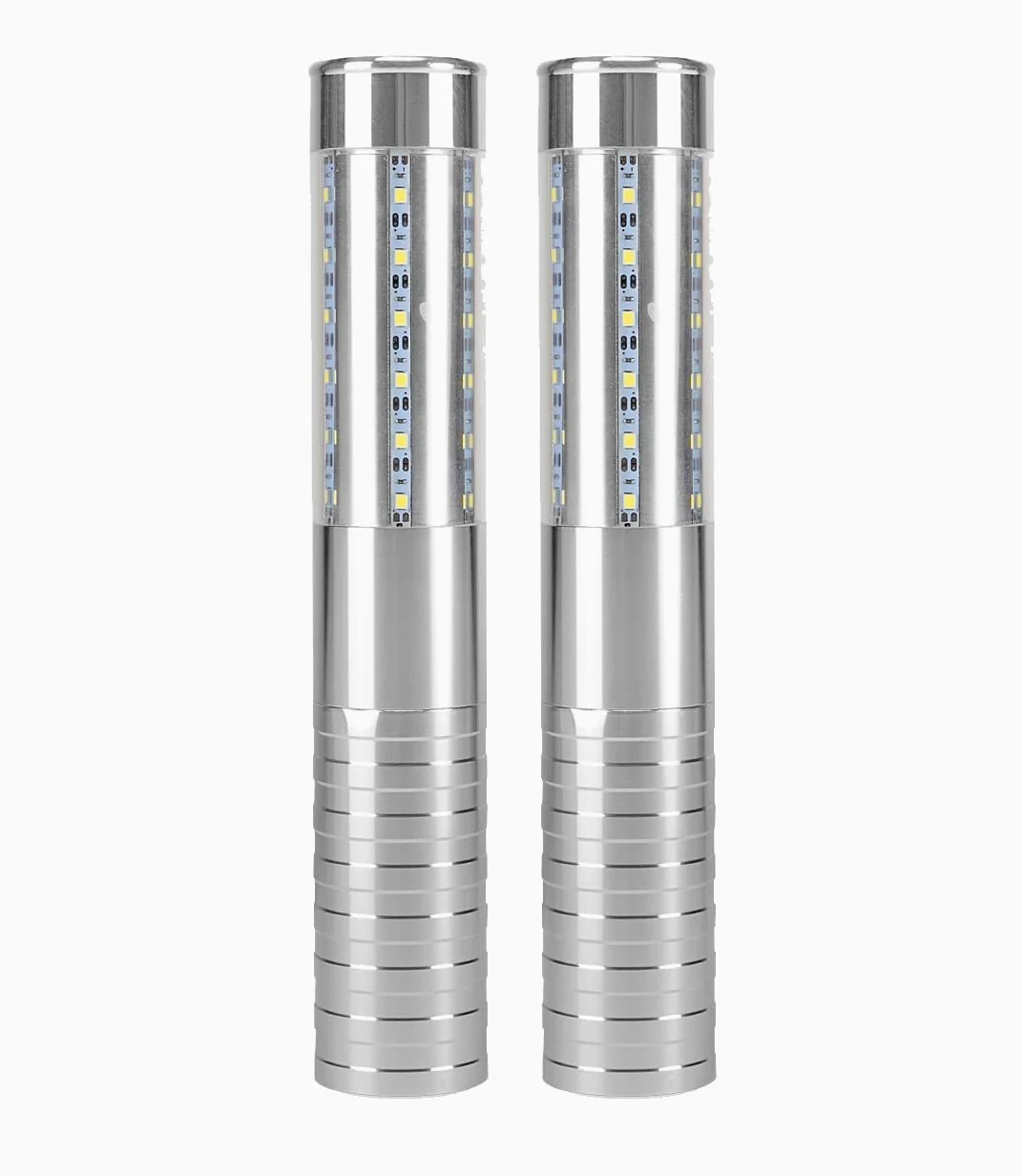 LED stroboscopici per servizio di bottiglie, luce ricaricabile, luce a mano, lampada luminosa a LED fluorescente per discoteche, karaoke, matrimoni, feste, forniture di attività (Argento). 2 pezzi.