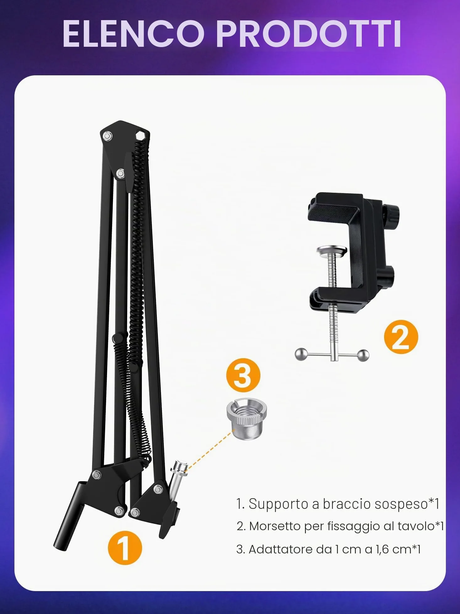 SUNMON Braccio Microfono per HyperX SoloCast 2 - Supporto Microfono Universale da Scrivania per SoloCast QuadCast S / 2S Rode Podmic Blue Yeti Fifine e la maggior parte dei Microfoni (Nero)