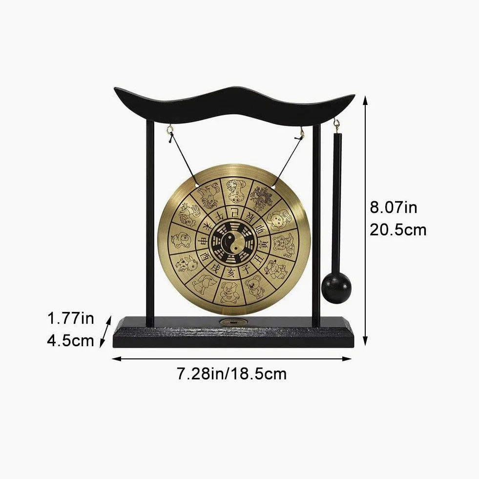 Mini Desktop Gong Tavolo Vento a Pezzi Strumenti a Percussione Piatti Gong con Martello per La Casa Regalo per La Casa