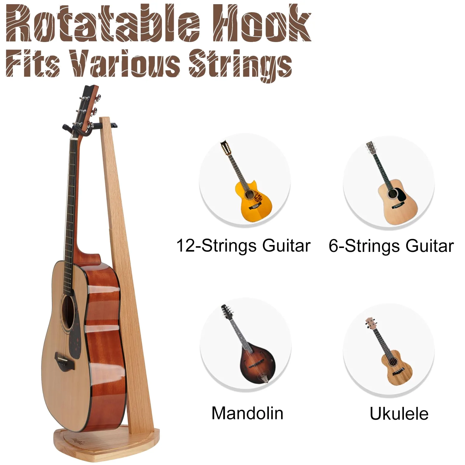 Supporto per chitarra acustica, supporto per chitarra elettrica, in legno di faggio per chitarra acustica, basso, mandolino, supporto per chitarra sospeso, per la casa e lo studio