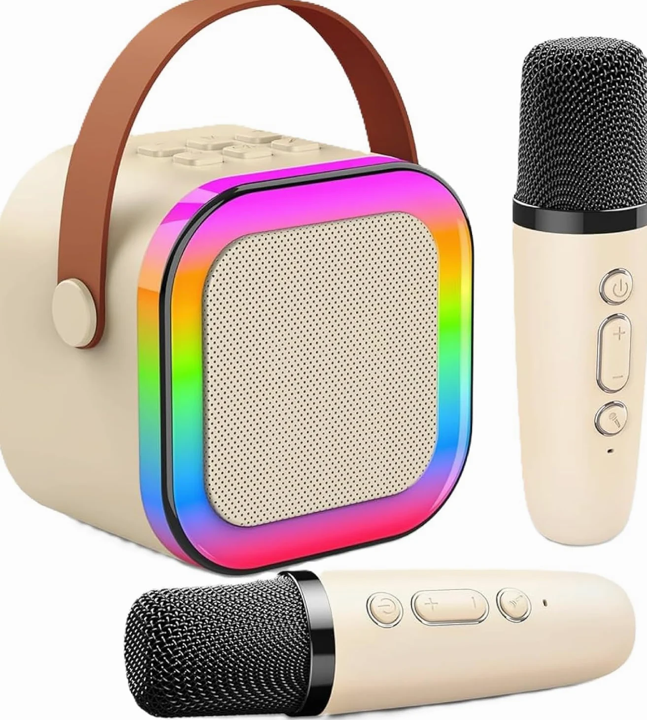 Karaoke con 2 microfoni senza fili. Karaoke portatile con altoparlante Bluetooth, luci LED e batteria ricaricabile. Giocattolo e regalo per bambini e adulti. Mini karaoke per bambini