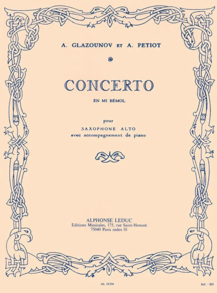 Concerto en mi Bemol - saxophone Mib Et Piano By Alexander Glazunov. for E-Flat saxophone and Piano