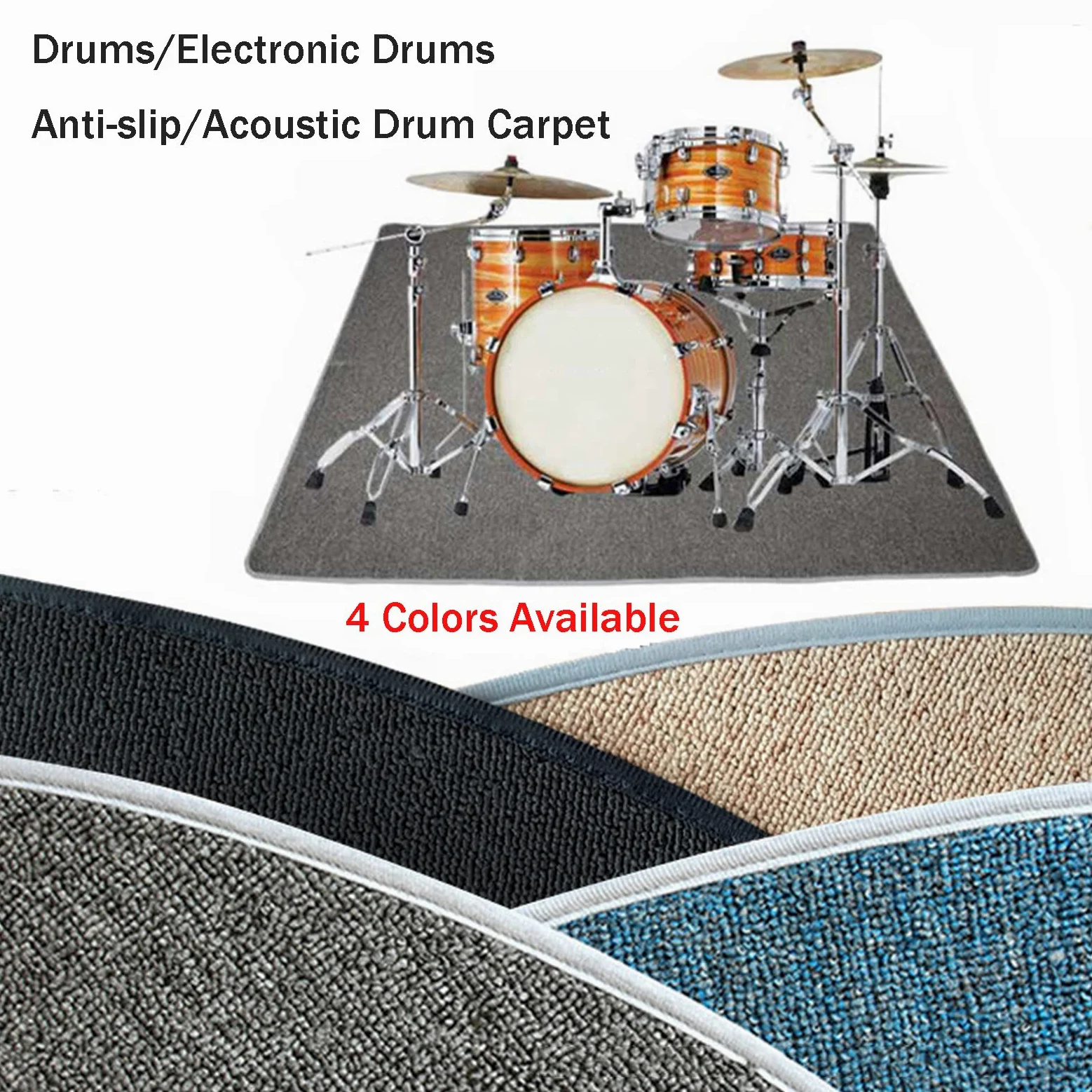 Tappeto Fonoassorbente Batteria, Tappeto per Batteria 200x160 cm, Tappeto Isolante Acustico Pavimento, Tappetino Insonorizzato Antiscivolo per Grancassa Rullante Tamburo Jazz Tappetini(Color:Nero)