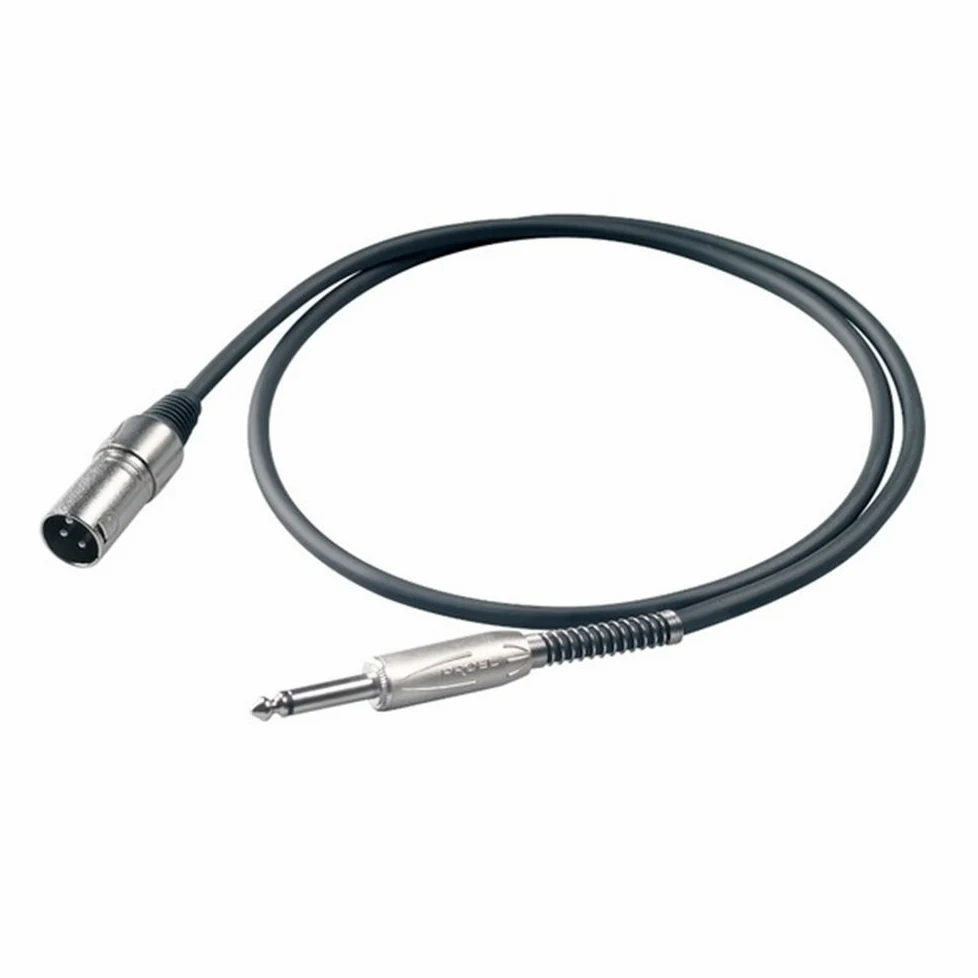 PROEL BULK220LU5 (2 unità) - Cavo Audio Professionale Cannon XLR 3P Maschio A Jack 6,3 mm Mono, lunghezza 5 metri.