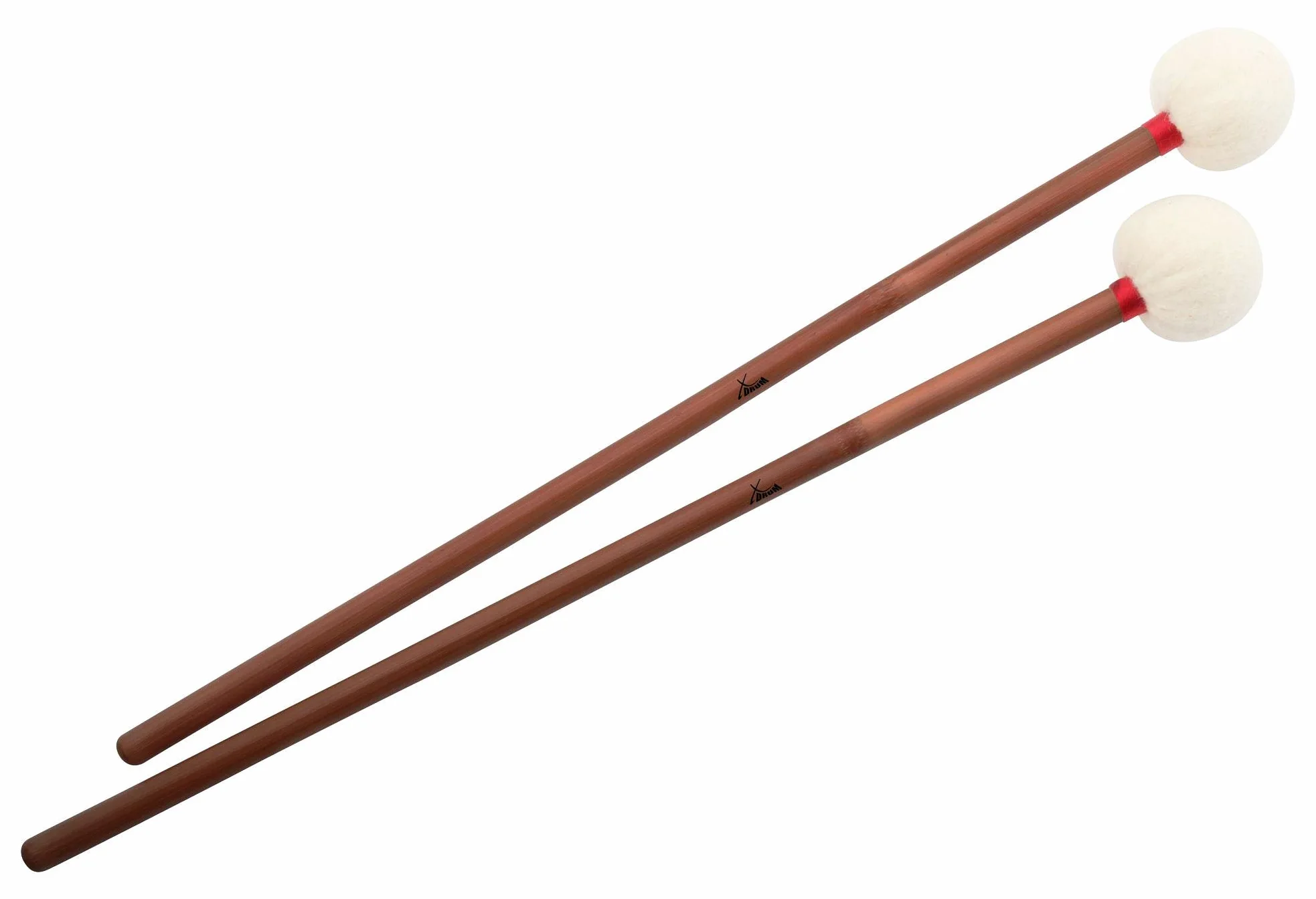 XDrum TB43 Coppia di Bacchette per Timpano (Manico in Bambù, Testa in Feltro 43 mm, Lunghezza: 38,5 cm)