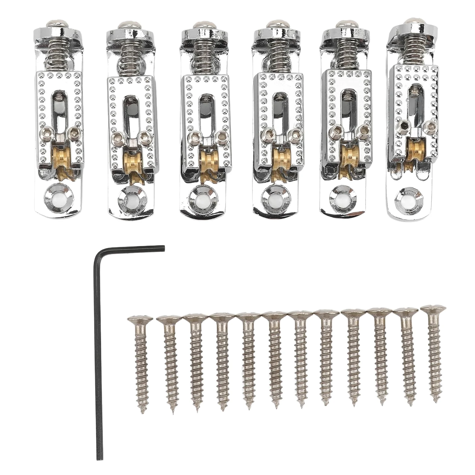 Guitar Bridge Saddle Metal Altezza Regolabile Electric Roller Roller Bridge 7 String per Banjo per la Scatola dei Sigari (Argento)