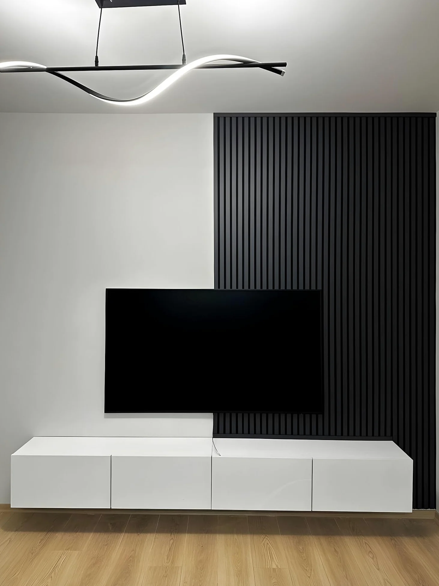 HEXIM Pannelli Acustici 138,5x60cm - Parete a Lamelle Flessibile Legno MDF Pannelli Murali Rivestimento a Lamelle Rivestimento Murale (8 pannelli / 6,64 m² Black Lead - APH05)