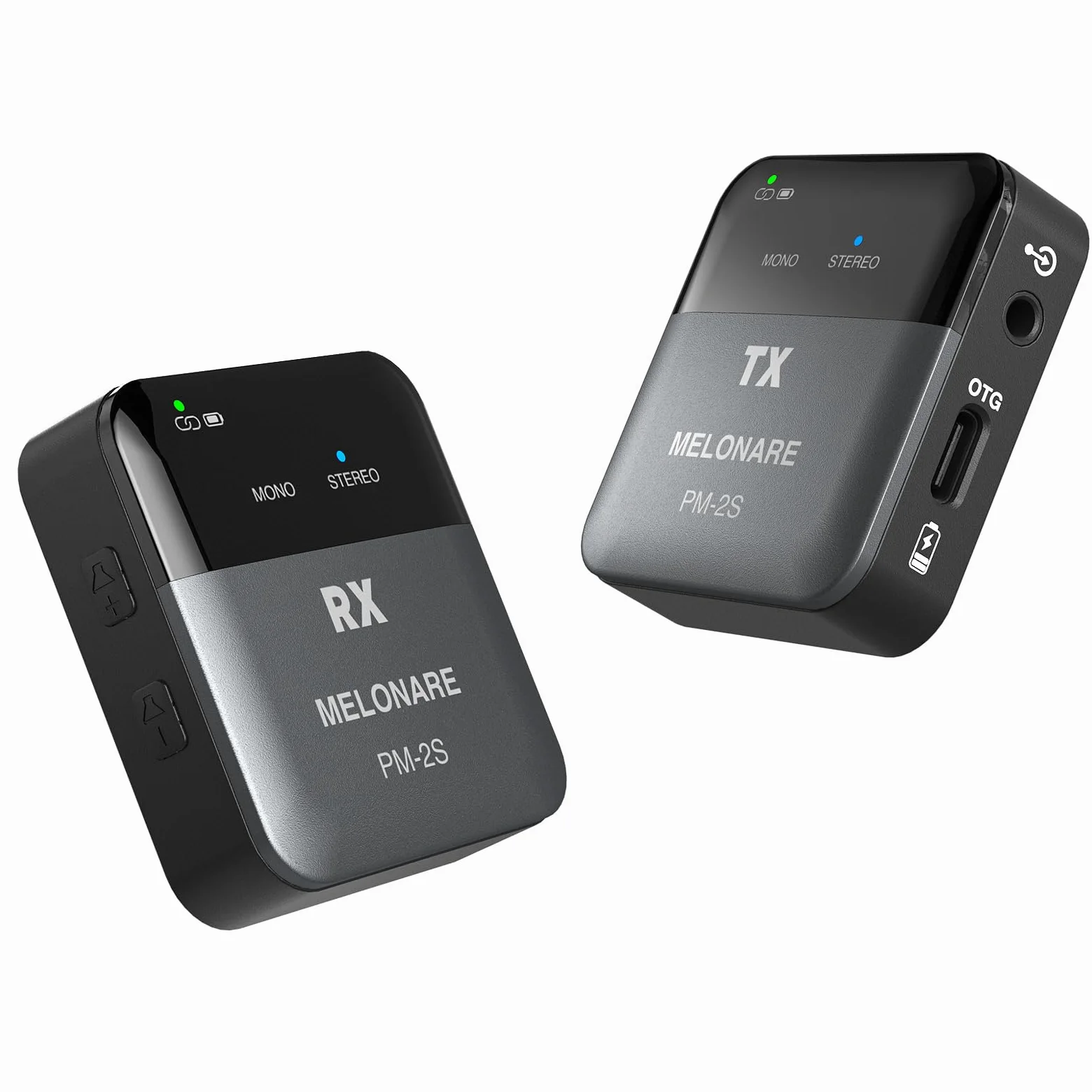 MELONARE PM-2S Sistema di monitoraggio wireless portatile in ear, interruttore mono/stereo, trasmettitore e ricevitore wireless, audio 24bit/48kHz, ingresso OTG, IEM per spettacoli dal vivo