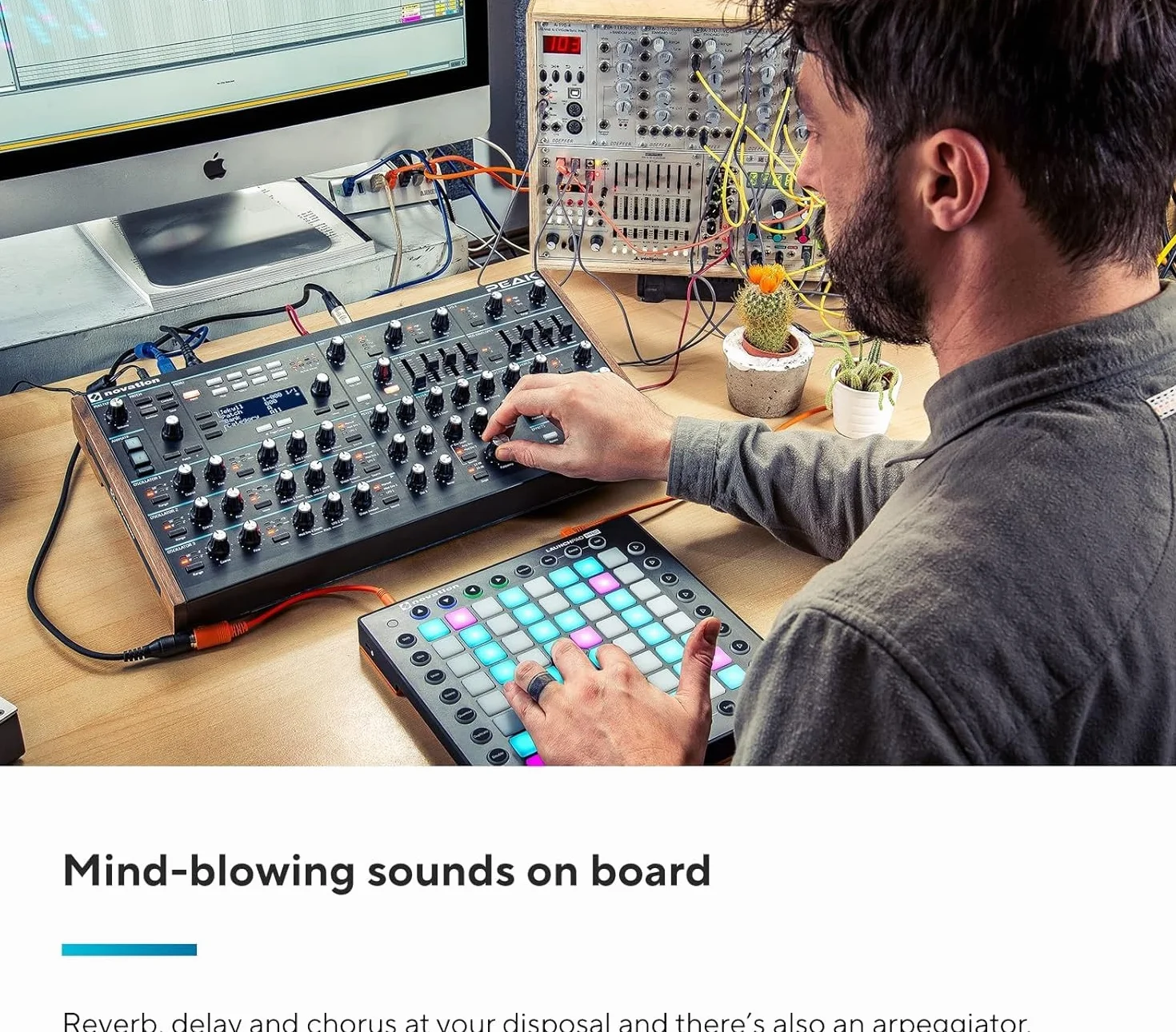 Peak di Novation, sintetizzatore polifonico senza tastiera ad otto voci con due LFO per voce, matrice di modulazione a 16 posizioni, tre punti di distorsione analogica ed effetti digitali.