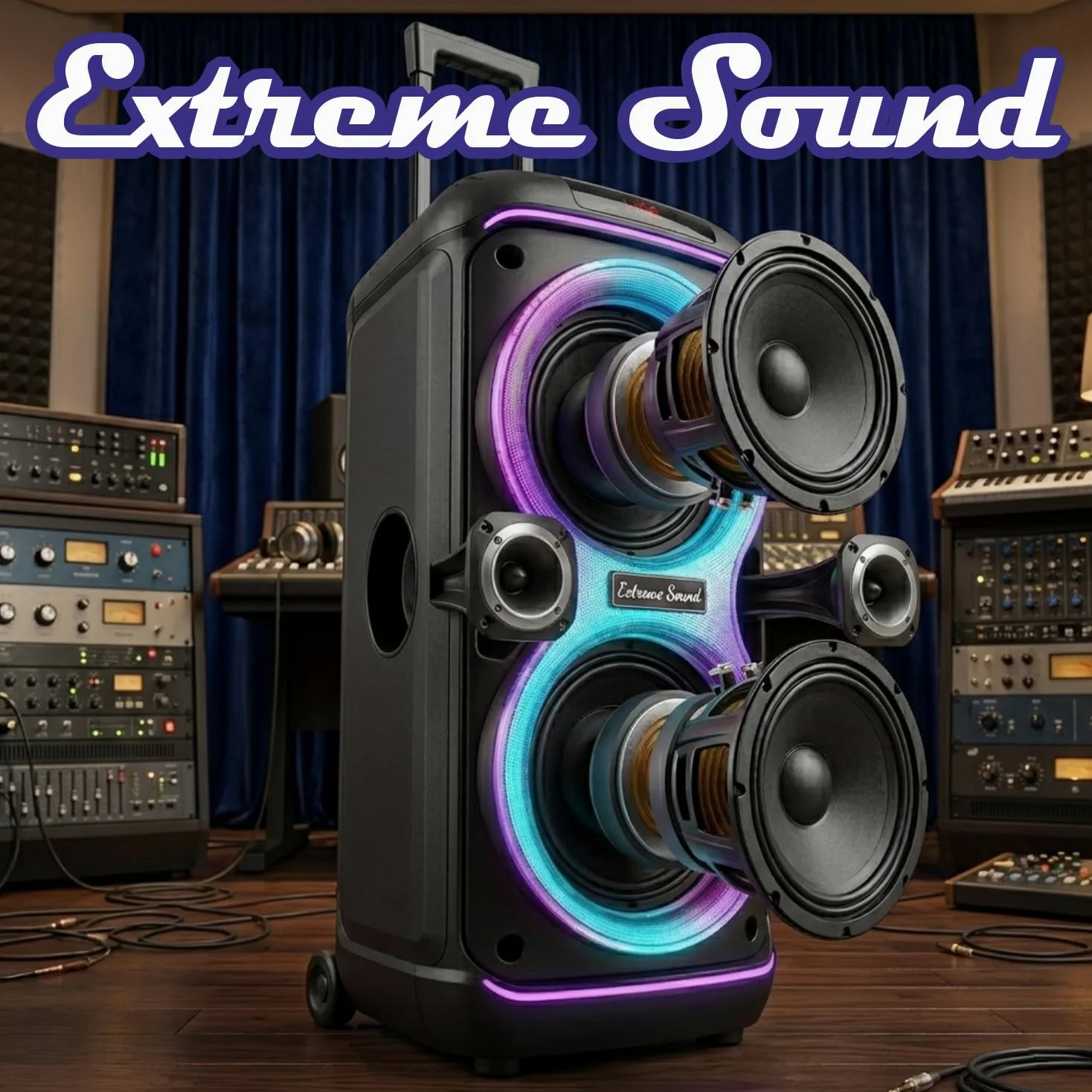 Extreme Sound Cassa audio Trolley doppio Woofer 10" pollici con Microfoni Wireless, Bluetooth, Batteria Ricaricabile Alta Potenza - AMPLIFICATA - Cassa per Eventi - Karaoke e artisti di strada