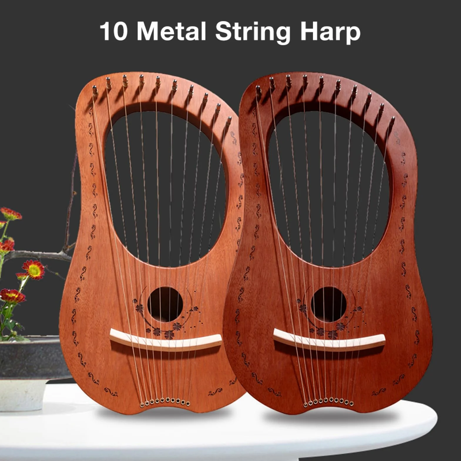 Arpa A Lira - Arpa A Con 10 Corde In Metallo, Piccola Portatile In Mogano, Con Corde In Acciaio Strumento Musicale Per Principianti Bambini Adulti Arpe A Lira Per Principianti Per Esercitazioni D