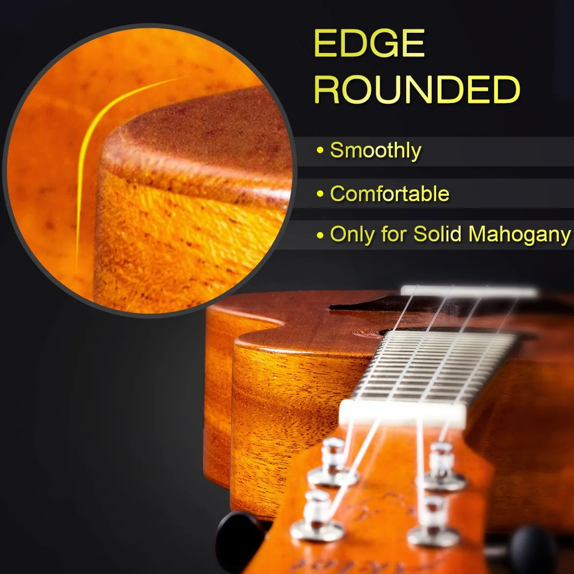 AKLOT Ukulele da concerto per mancini in mogano massello, 23 pollici Uke con tutorial e kit per principianti (custodia, plettri, accordatore, cinghia, corda, panno di pulizia)