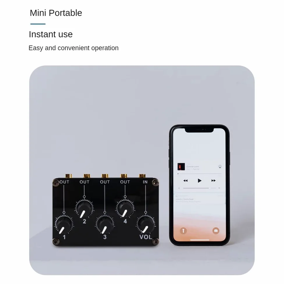 TM400 Mini frullatore stereo a 4 canali 1 in 4 Out per registrazioni in studio, mixer audio passivo piccolo e sofisticato