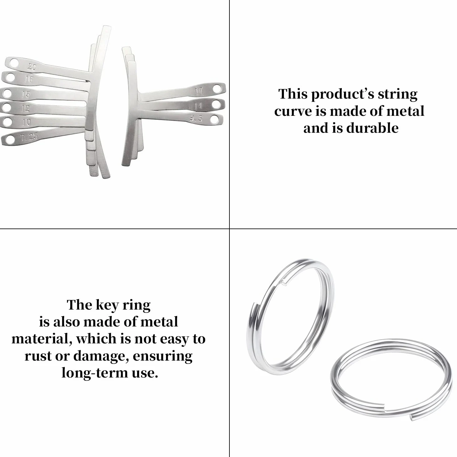 2 Set Di Righelli Per Archi E 2 Portachiavi, Misuratore Del Raggio Della Chitarra, Strumenti Per La Riparazione Della Chitarra, Accessori Per Strumenti Musicali