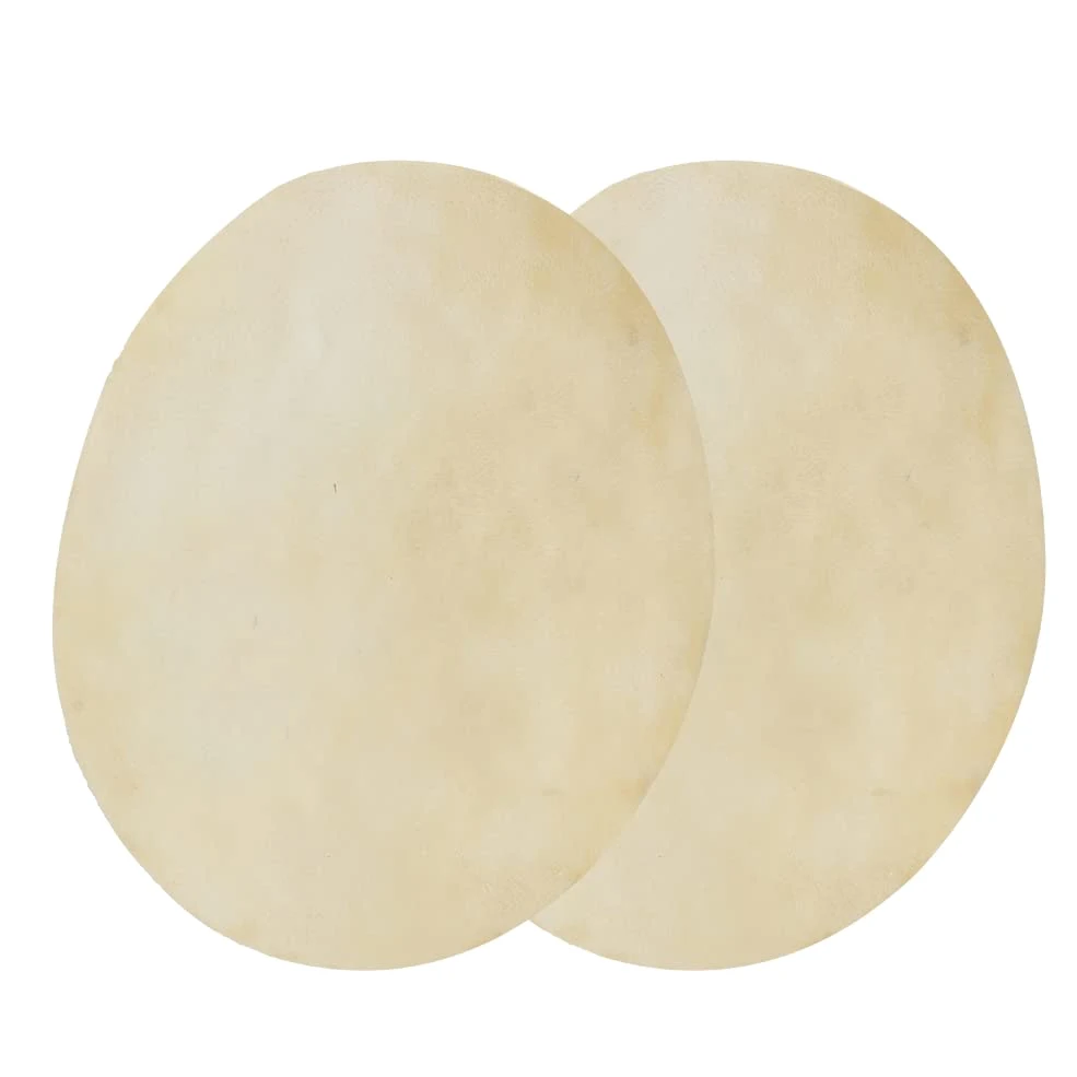 Testa di Bufalo in Pelle Forma Rotonda per Tamburo Bongo Africano - 2 Pezzi - Beige