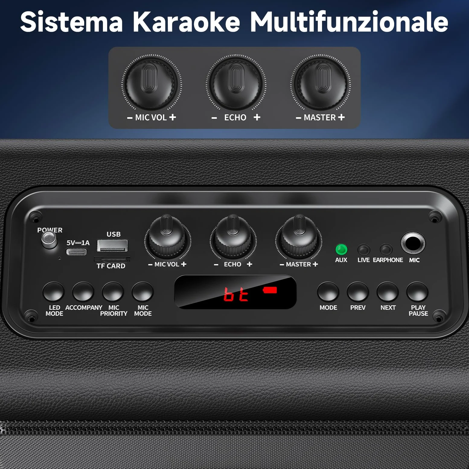 HWWR Karaoke con 3 Microfono Wireless, 120W cassa Bluetooth 5.3 Portatile con Subwoofer Aggiornato per Adulti, sistema PA con regolazione dell'eco, supporto TWS/TF Card/USB/AUX/Live