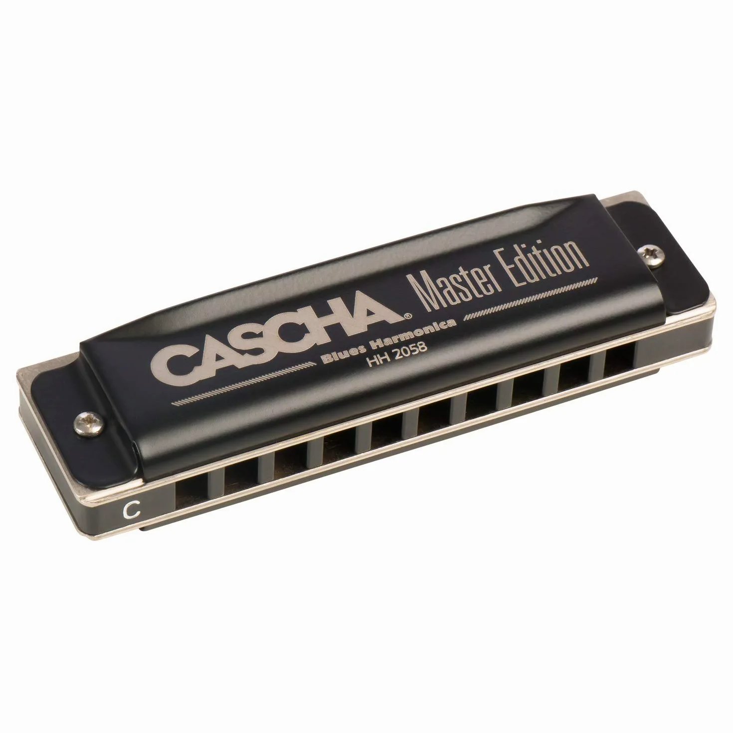Cascha Master Edition Blues Harmonica, Armonica di Alta Qualità in C Maggiore con Custodia Morbida e Panno per la Pulizia, Nero