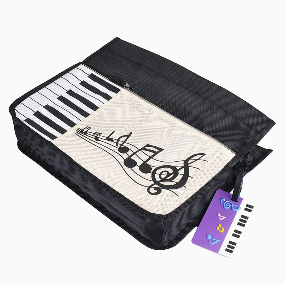 Music Bag - Borsa per la musica, in cotone spesso, con motivo musicale, motivo note, a, 1