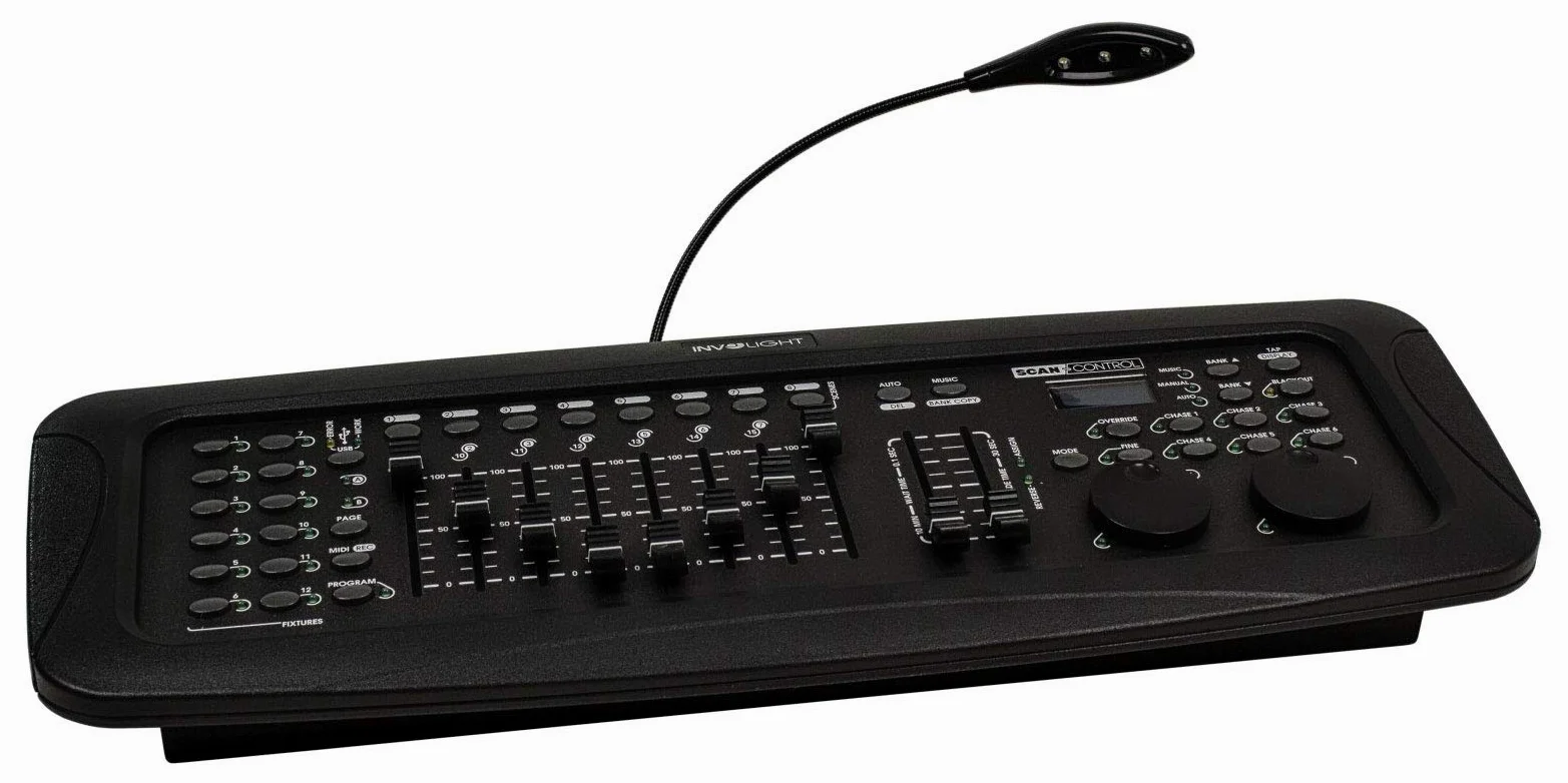 Involight ScanControl DMX-512 - Controller con 12 dispositivi con fino a 16 canali DMX, per yogheels, USB
