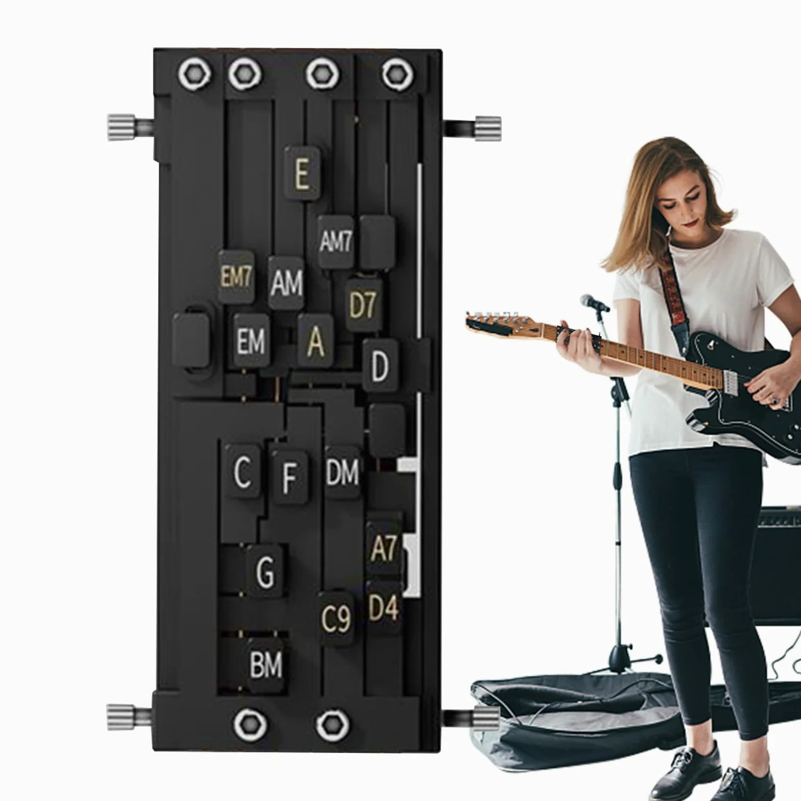 Guitar Chord Presser, Presser per accordi portatile, accessorio per chitarra, design leggero, facile uso, 13x6cm, per adolescenti, principianti, familiari, amici, giovani, , suonare