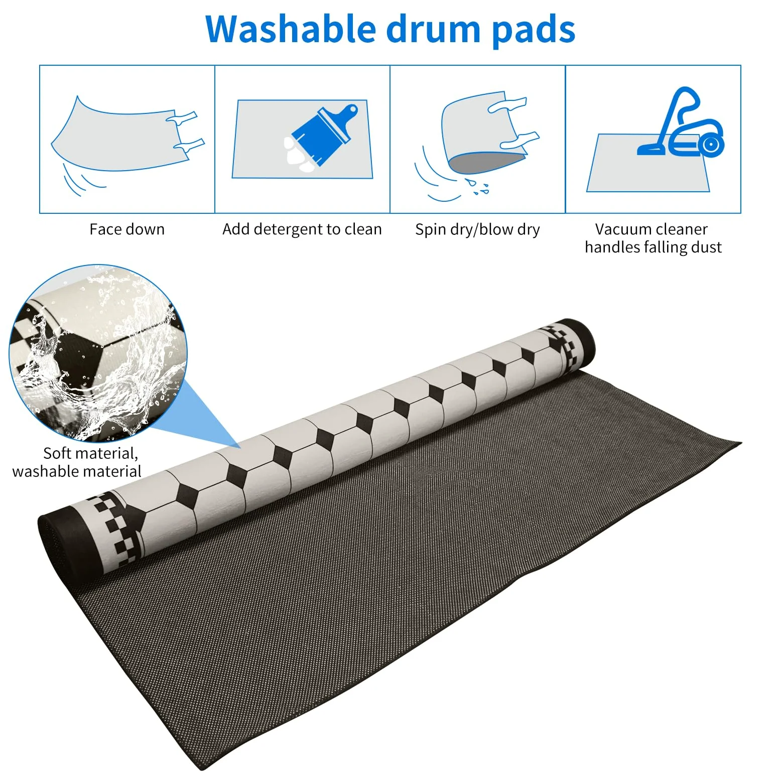 Tappetino per Batteria 160 x 140 cm - Antiscivolo Essenziale per Prestazioni Stabili - Insonorizzato per Bambini - Regalo per Mini Kit