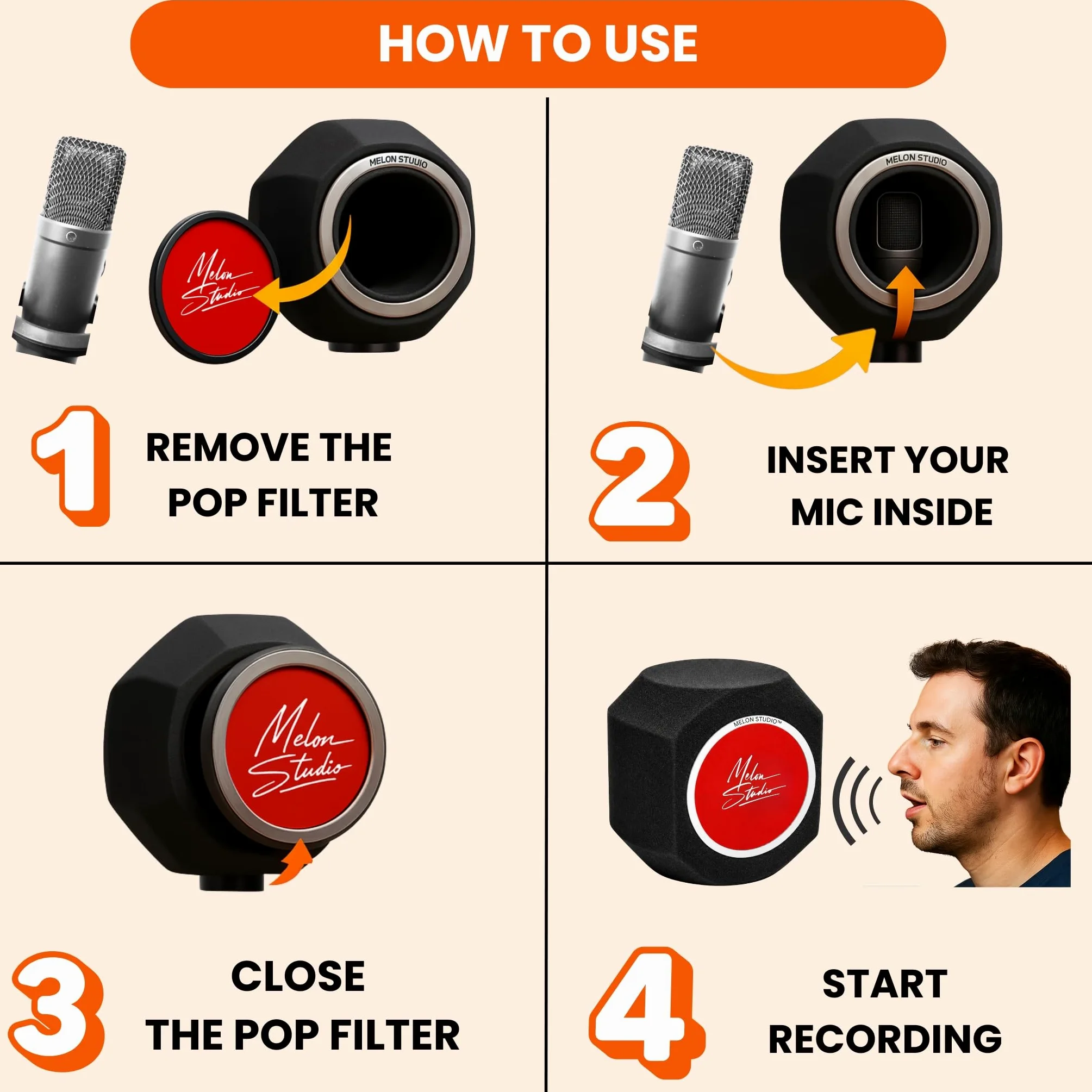 Filtro anti-pop antivento per microfono, cabina di isolamento vocale, attrezzatura portatile, scudo filtro di registrazione acustica e rumore, riduzione della riflessione insonorizzata
