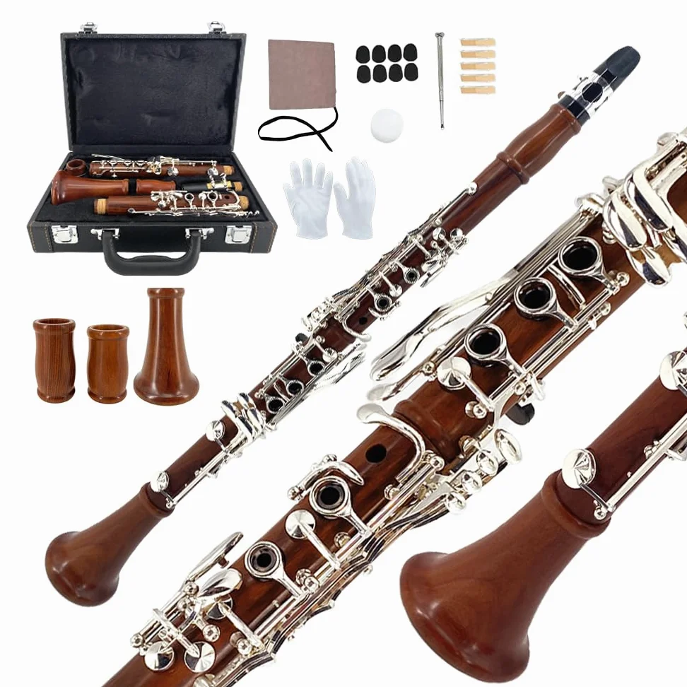 Yinfente intermedio per clarinetto in Si bemolle palissandro legno corpo in nichel ance chiave di 17 Key + + Pads