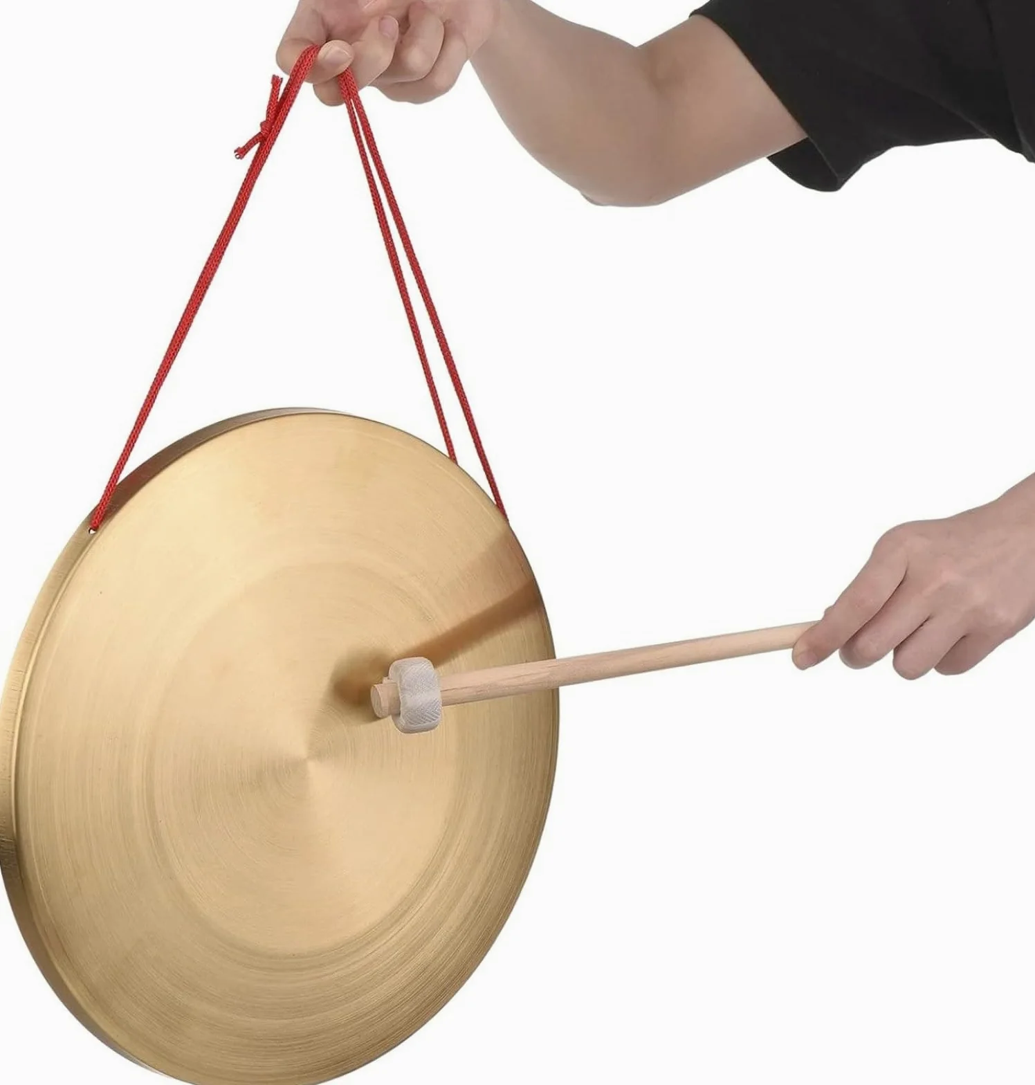 Gong in Ottone da 32 cm – Strumento a Percussione Tradizionale Autentico con Mazzuolo in Legno, Ideale per Cerimonie, Opera, Meditazione ed Eventi (42cm)