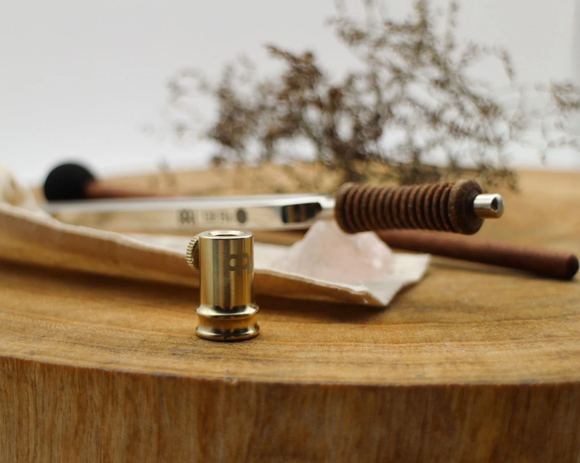 Diapason a forma di fiore della vita, 128 Hz, con custodia in pelle