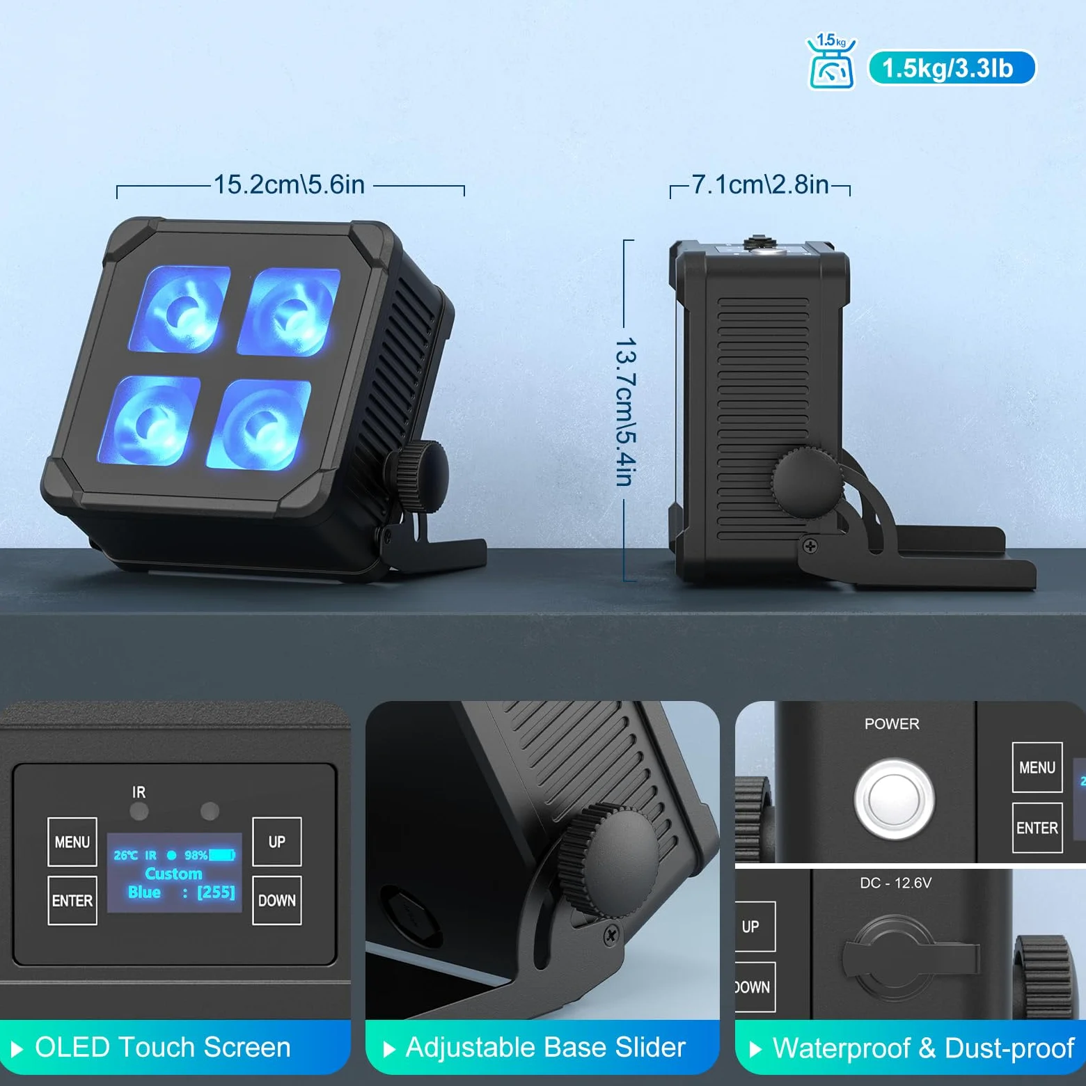 LED Par impermeabile Akku, 40 W RGBWA+UV luce da palcoscenico senza fili ricaricabile con controllo remoto/App/DMX512 per esterni, uplight per matrimoni, concerti, decorazione della casa