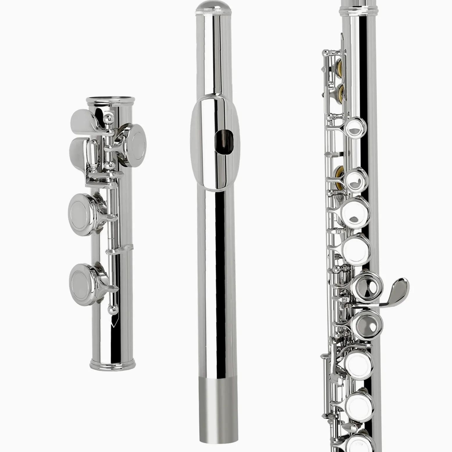 Andoer® Flauto traverso in rame nickel, placcato in argento, 16 fori C Tonart strumento a fiato con sughero, panno di pulizia, guanti, mini cacciavite con scatola imbottita.