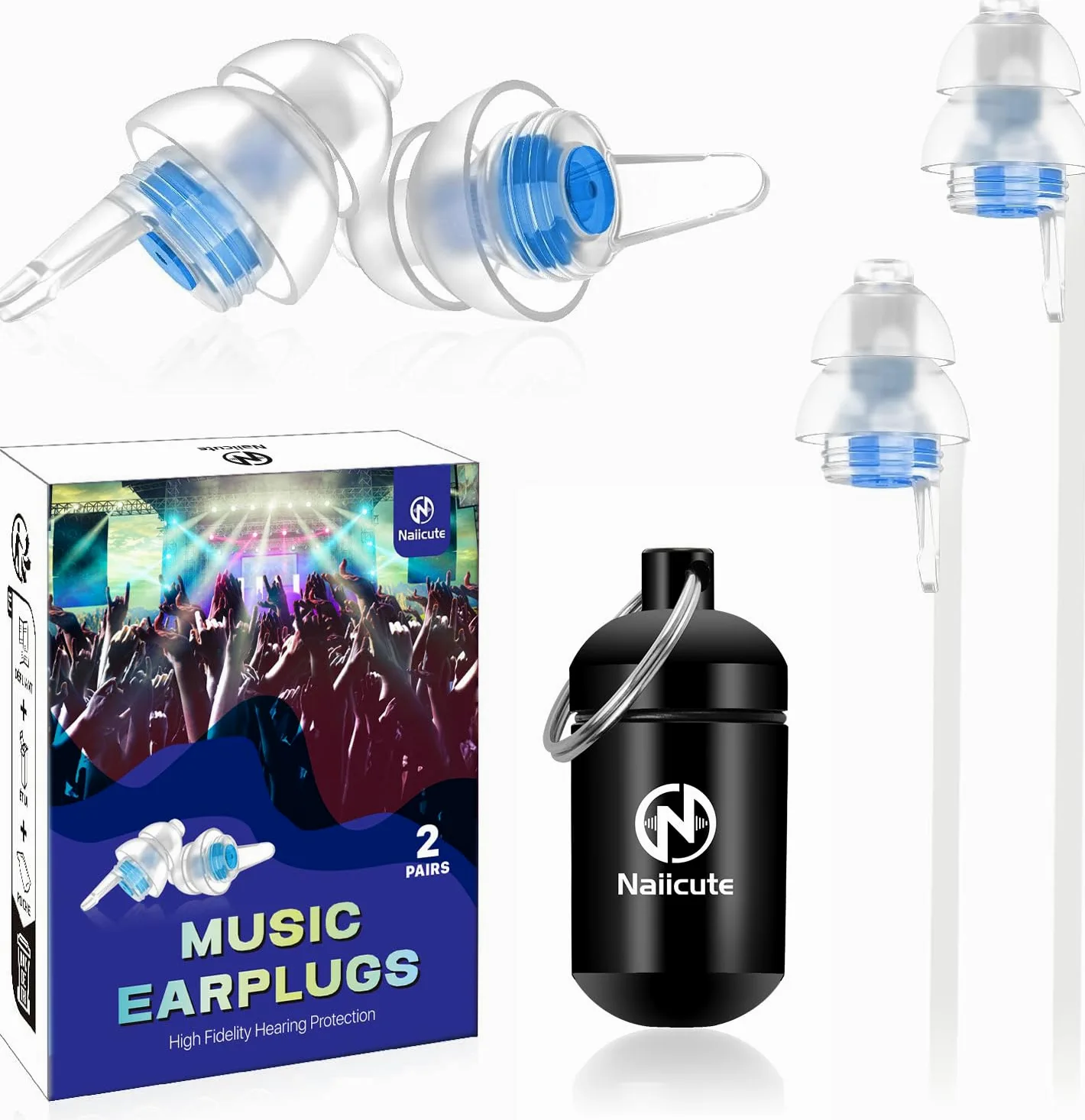 Musica protezione dell'udito tappi per le orecchie con Cordino 2 paia, Riutilizzabile, protezione dell'udito per musicisti, festival, carnevali, rumori forti
