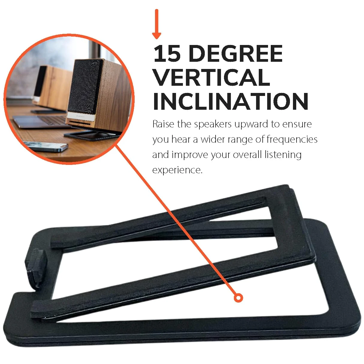 Audioengine DS1M Metal Speaker Stands Pair - Tilted Steel Desktop Speaker Stands for Small Speakers, PC Speakers, Gaming Speakers, and Studio Speakers - Black (Pair)
