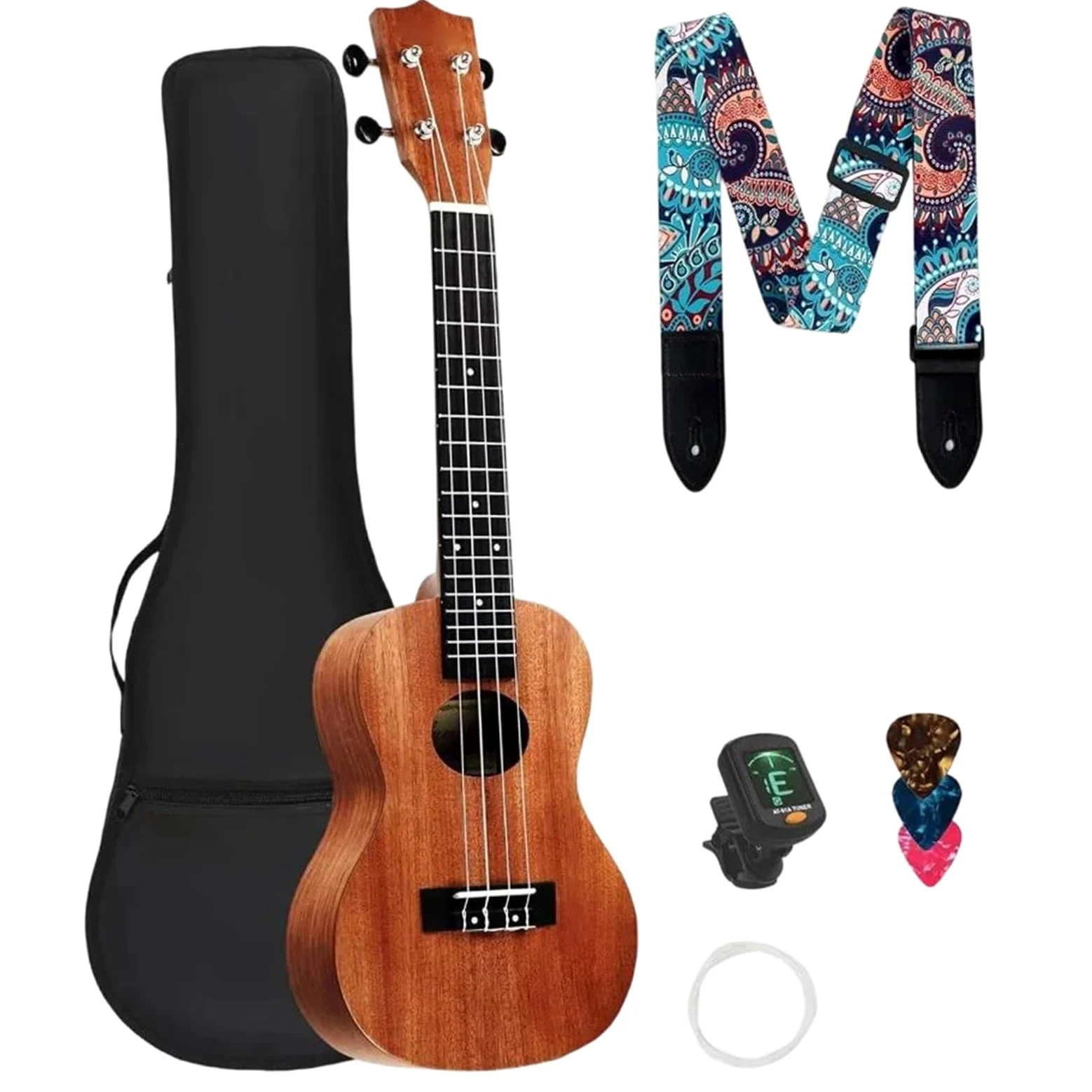 Ukulele Ukulele In Mogano Da 23 Pollici Per Adulti Principianti Con Custodia Morbida Accordatore Digitale Sostituzione Corde E Plettri