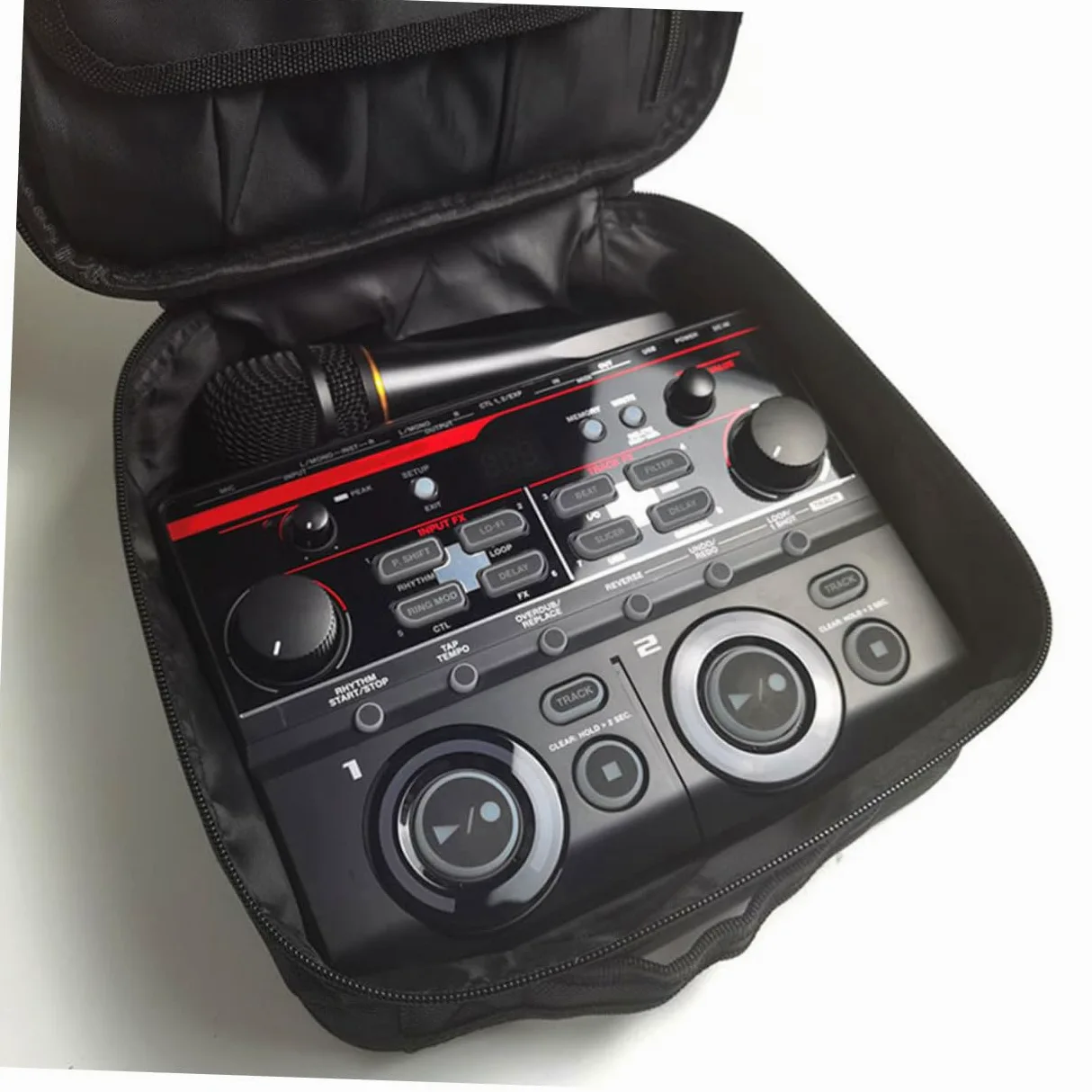 Borsa Portatile per Stoccaggio Effetto Audio Materiale Nero, Comoda e Adatta per Microfono in Performance All'aperto