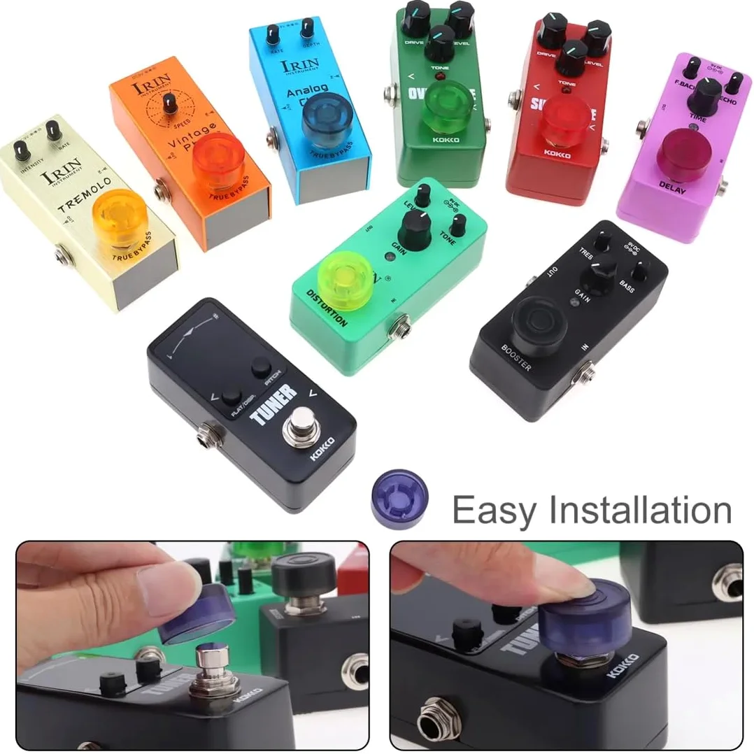 NHP Pedaliera Chitarra,12 Pezzi Copri Pedale per Chitarra Tappo di Protezione Pedale con Interruttore per Chitarra,Pedalboard,Tappi per Effetti,Pedaliere e Chiodi Effetto per Effetti a Pedale Chiodo