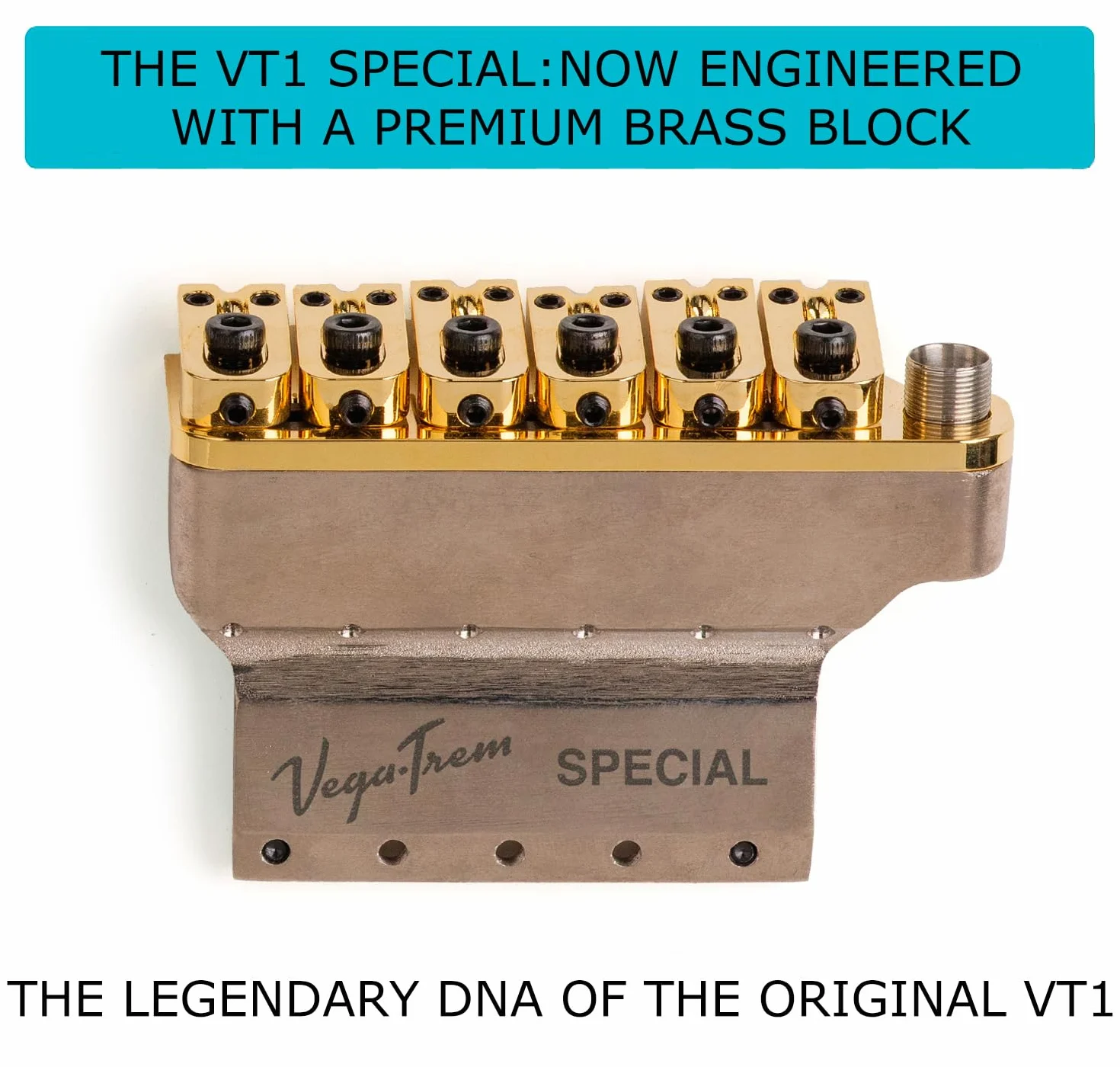 Vega-Trem VT1 - Ponte tremolo speciale per chitarra Stratocaster a 2 punti, per Stratocaster, senza mod, facile installazione (oro, destra)