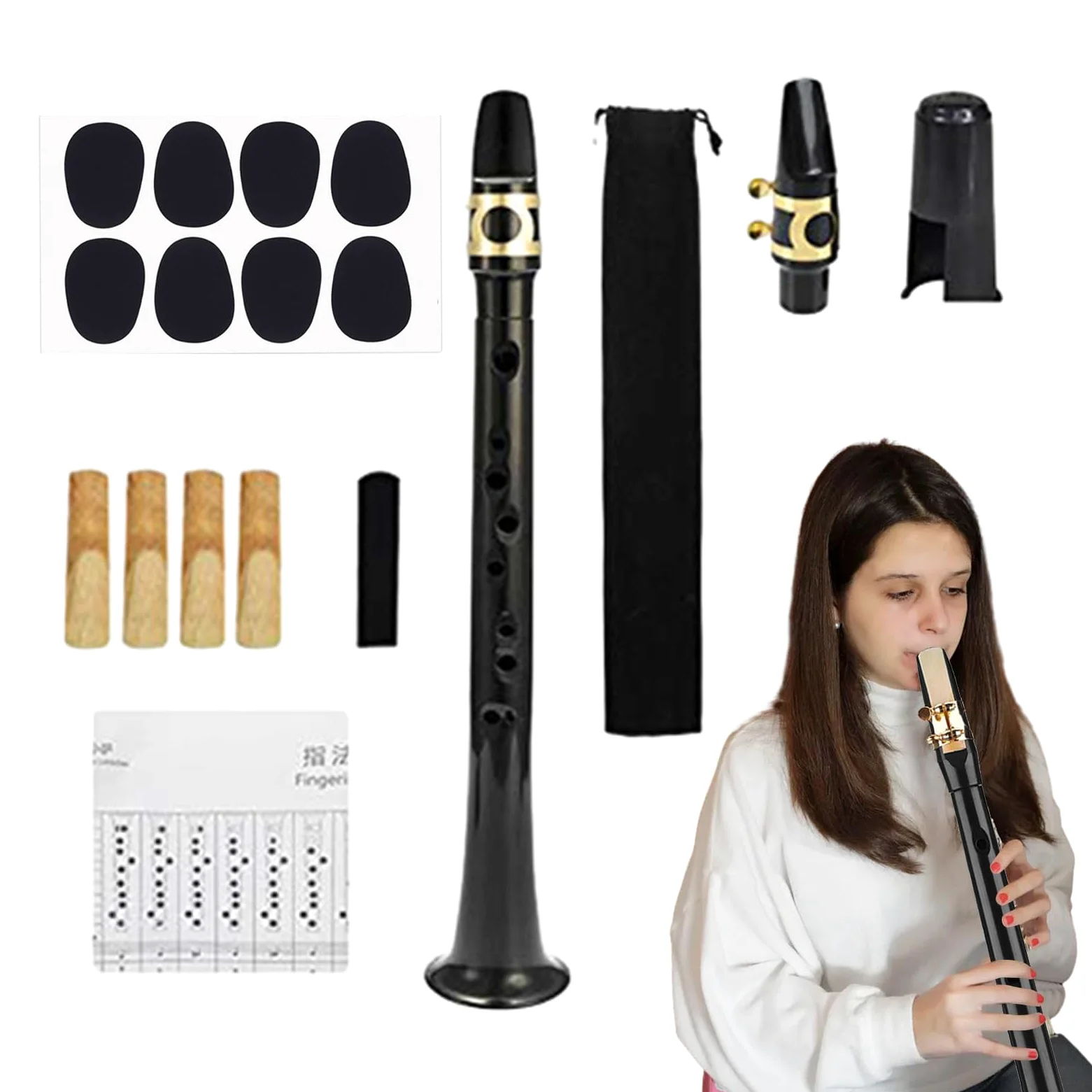 1/2 Kit di sassofono tascabile, Sax Alto Portatile con 4 ance 8 Cuscino dentale e borsa per trasporto | per strumenti a per principianti in sassofono, pratica leggera BB Sassofono