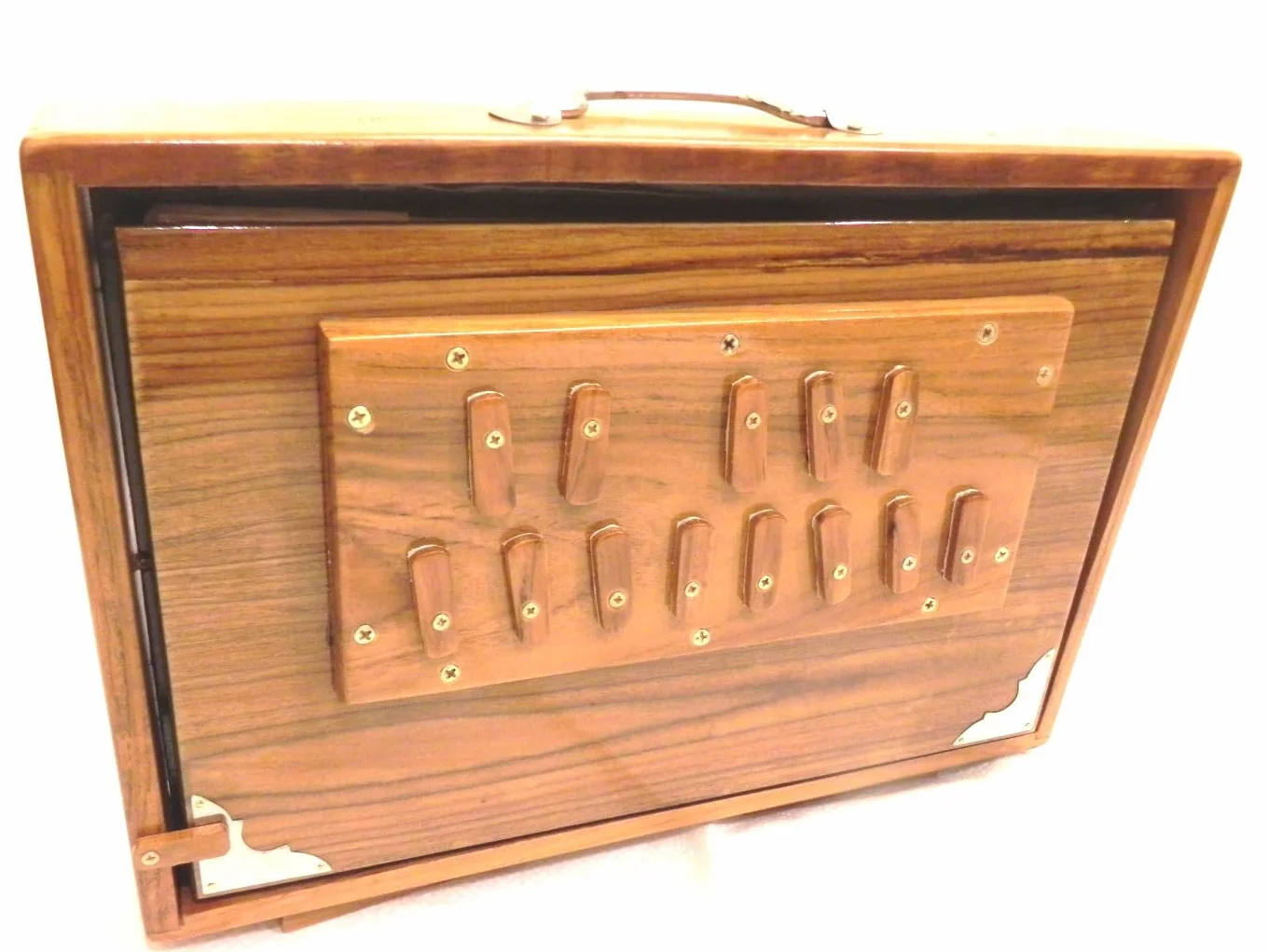 Scatola Shruti, legno di pino, media C, ottone, 38,1 x 25,4 x 7,62 cm, con borsa, C-a-C, accordato a 440, strumento Surpeti per yoga, kirtan, voci