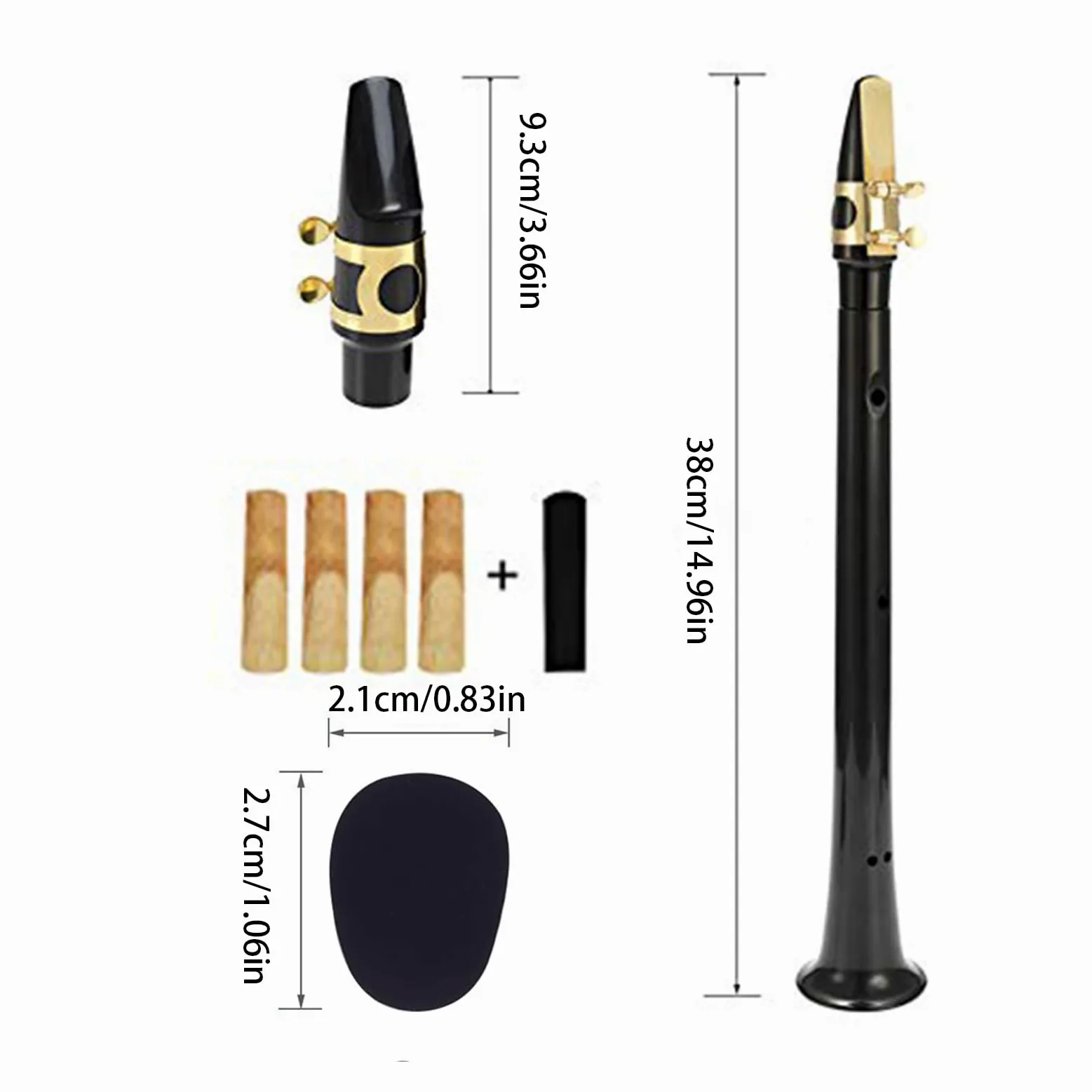 1/2 Kit di sassofono tascabile, Sax Alto Portatile con 4 ance 8 Cuscino dentale e borsa per trasporto | per strumenti a per principianti in sassofono, pratica leggera BB Sassofono