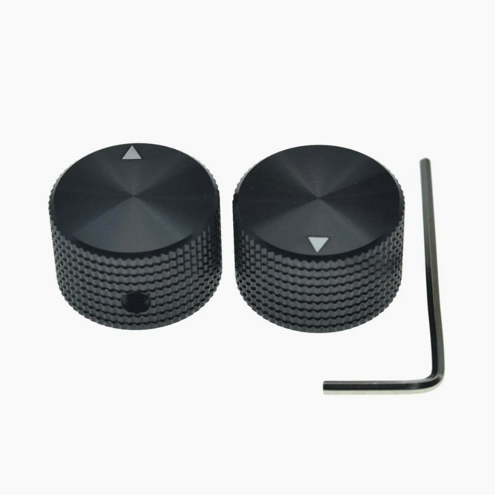 Dopro Manopole per potenziometro, in alluminio, 25 x 15,5 mm, universali da 1/4", con indicatore e vite per chitarra, basso, pedale effetto colore: nero