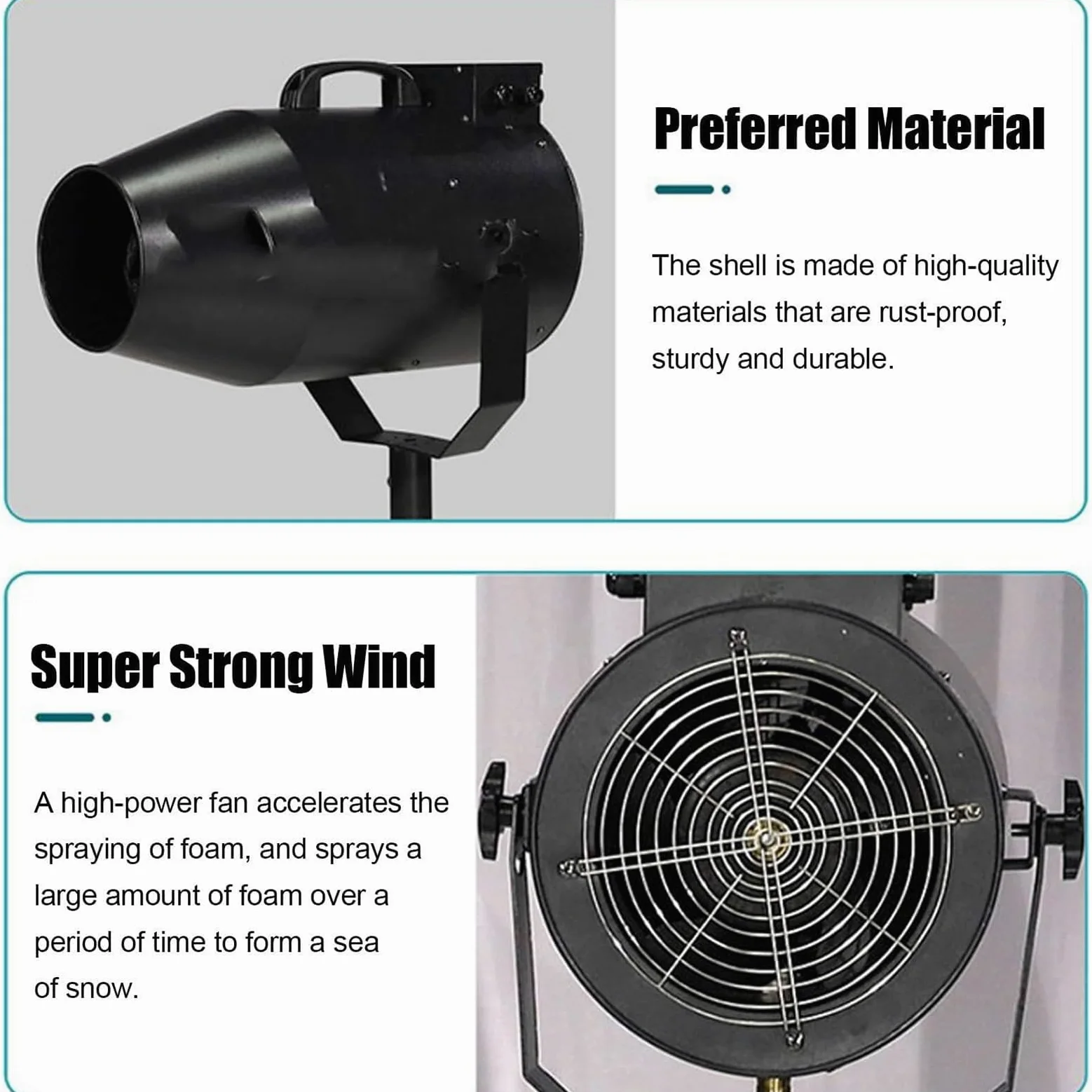 QUTBAG Macchina Schiuma palco Grandi Dimensioni, Macchina per Schiuma di Grandi Dimensioni da 1000 W, Macchina per la Produzione di Schiuma a Getto da palco Professionale, Distanza 6-10 m/Area 80㎡