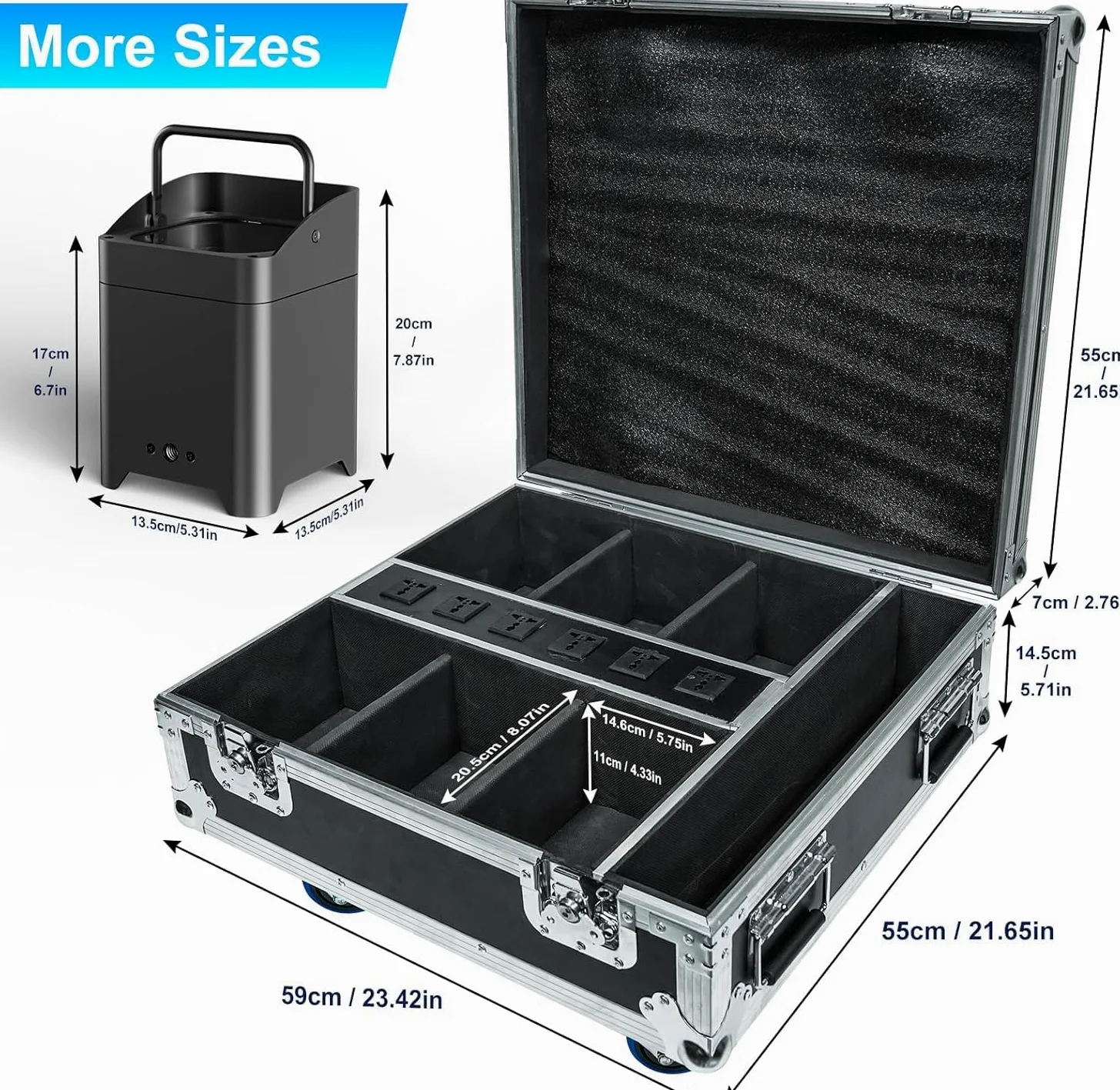 Proiettore PAR LED 108 W, 6 pezzi con flightcase RGBWA + UV, batteria ricaricabile 9600 mAh, telecomando/applicazione/WiFi/DMX, ideale per feste, DJ, Natale, bar, compleanni