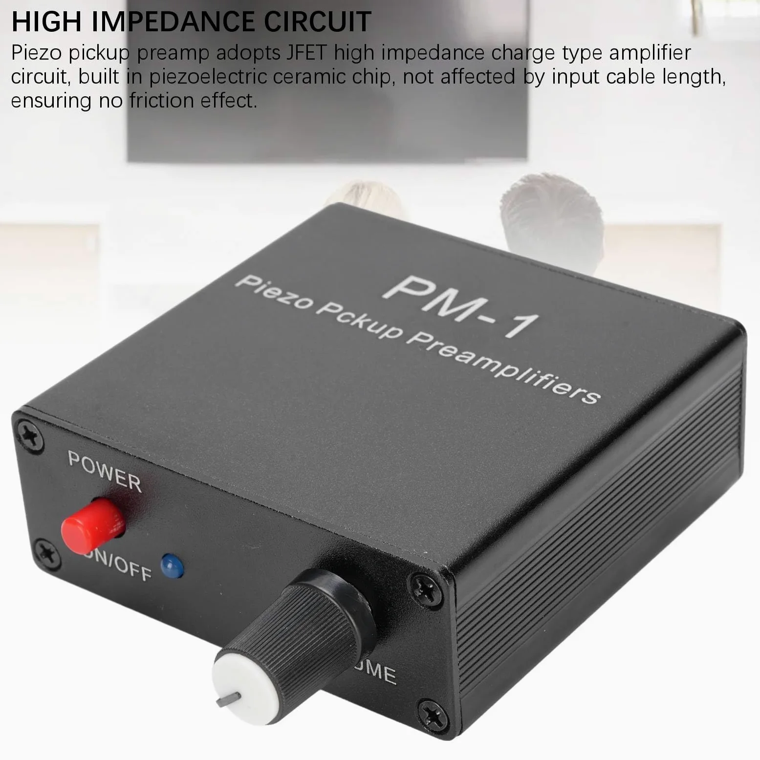Elprico Preamplificatore per Chitarra Acustica, Preamplificatore Pickup Piezoele per Violino di Chitarra Ukulele con Limite a Bassa Frequenza per Strumenti a Corda, Batteria da 300 MAh
