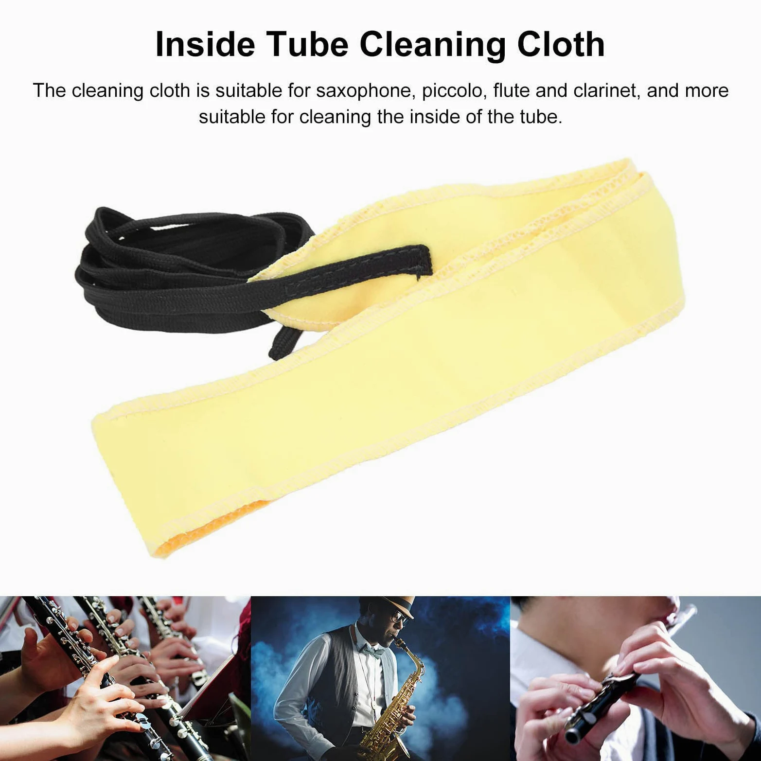3 Pezzi Panno di Pulizia per Sassofono Fibra Ultrafine Clarinetto Interno Tubo Tamponi Strumento Detergente per Sassofono per Sax Contralto/Tenore/Strumenti a Fiato e Legni