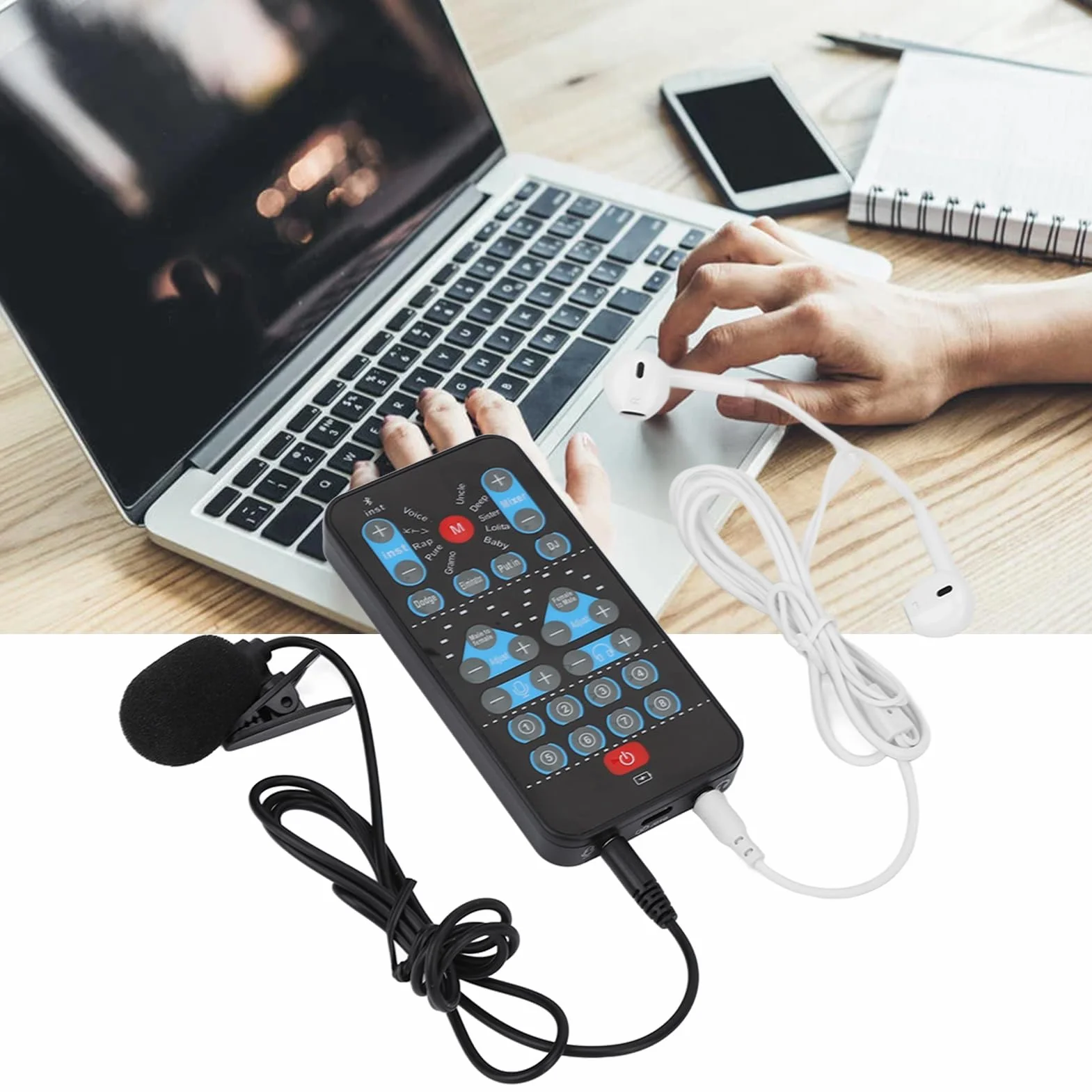 Cambia Voce per, Mini Voice Changer 8 Effetti Sonori Dispositivo Microfono Abbellimento Carta Palmare Telefono Cellulare Computer Dults Halloween Supporto Multi Lingue