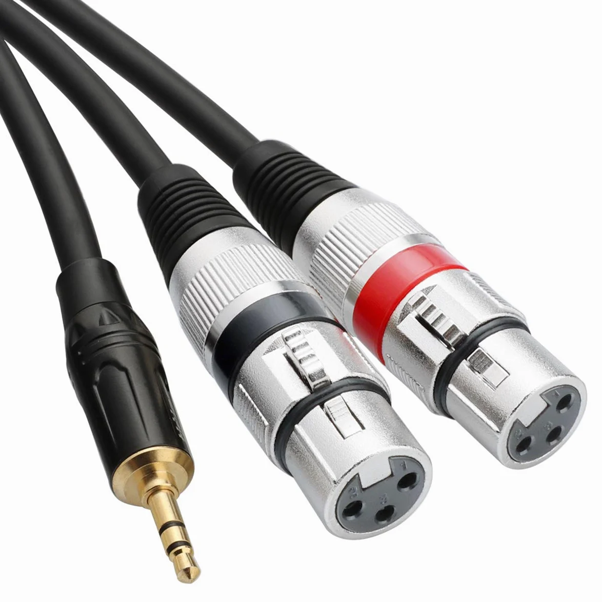 Tisino Cavo doppio XLR femmina a microfono stereo da 3,5 mm, cavo doppio XLR sbilanciato a mini jack ausiliario Y-Splitter Cavo microfonico - 3 m
